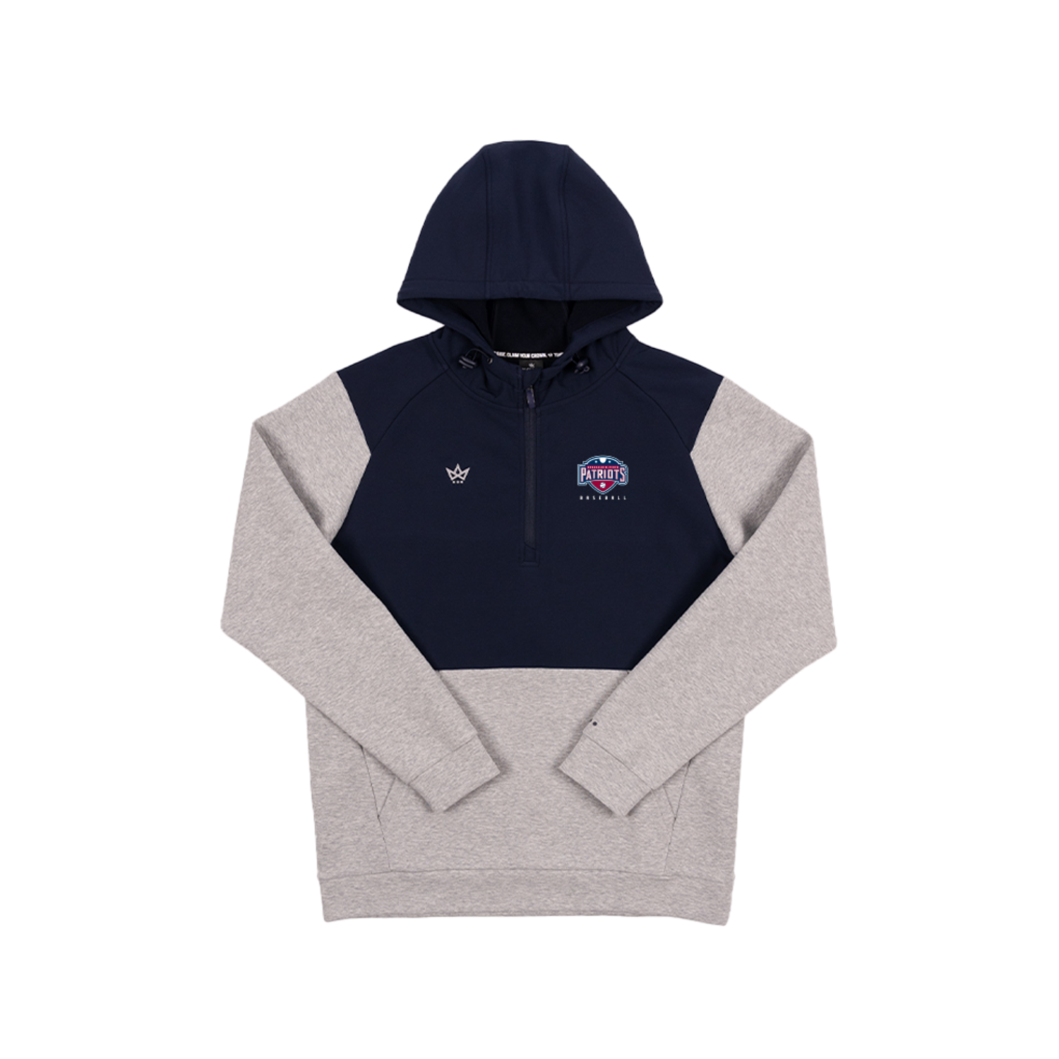 BROADALBIN PERTH BASEBALL ROYALKNIT PANELED HOODIE - HEATHER STERLING / NAVY