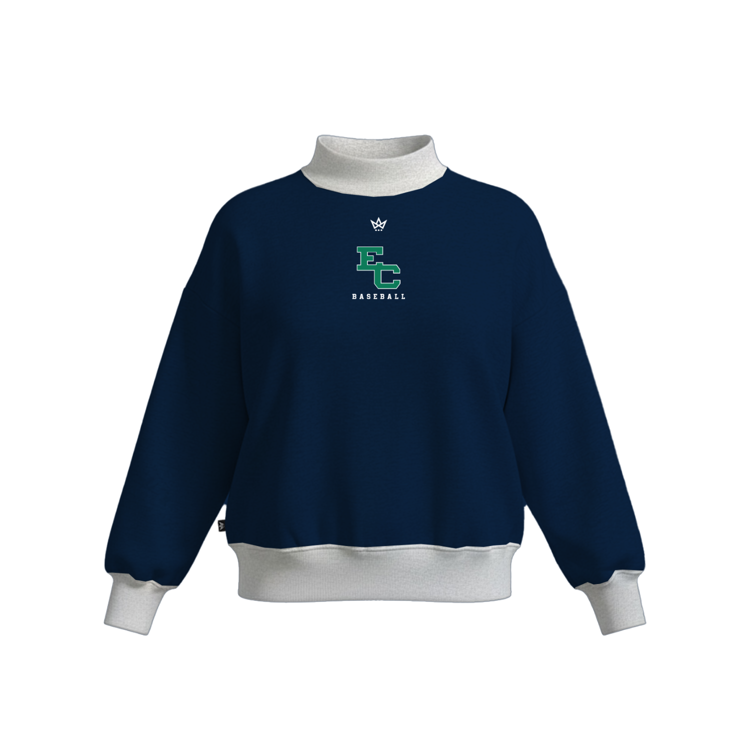 ENDICOTT BASEBALL WOMEN'S COTTON FLEECE MOCKNECK - EMB [NAVY/ASH]