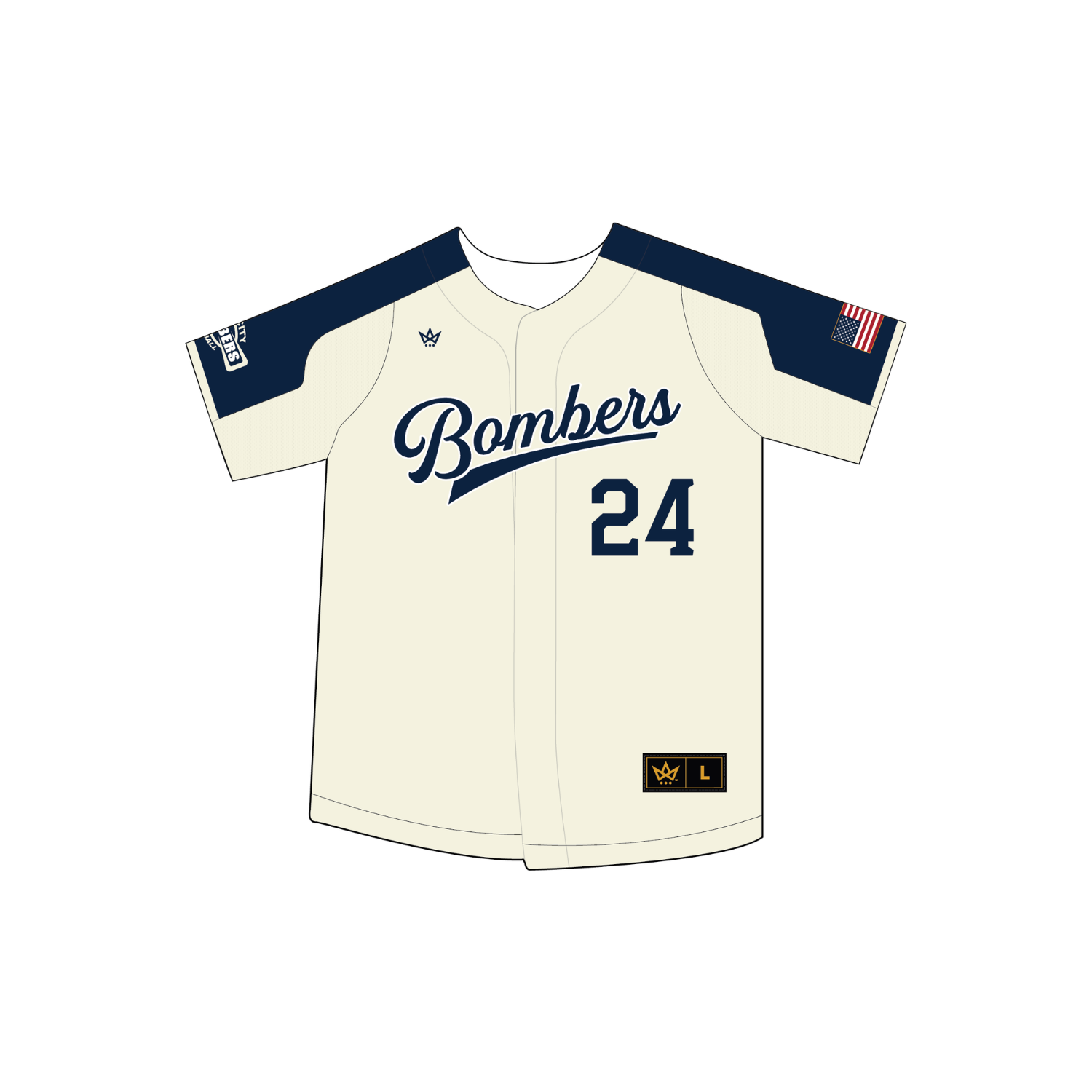 TC BOMBERS FALL 2026 BASEBALL VENTUS FULL BUTTON JERSEY - CREAM