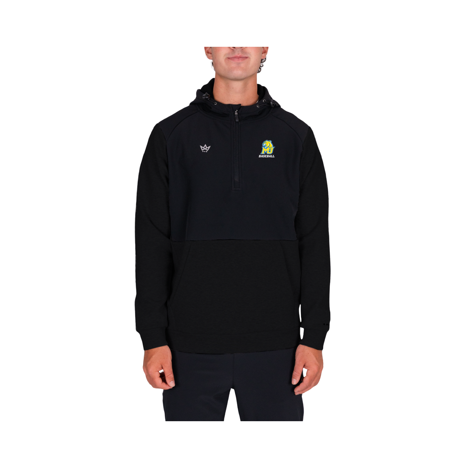 MISERICORDIA BASEBALL ROYALKNIT PANELED HOODIE - ONYX/ONYX