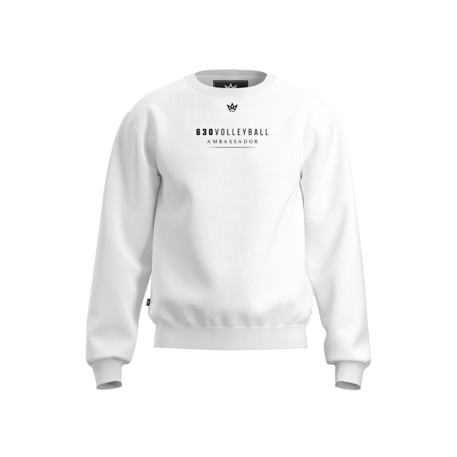 630 VOLLEYBALL AMBASSADOR COTTON FLEECE CREWNECK [WHITE/BLACK EMBROIDERY]