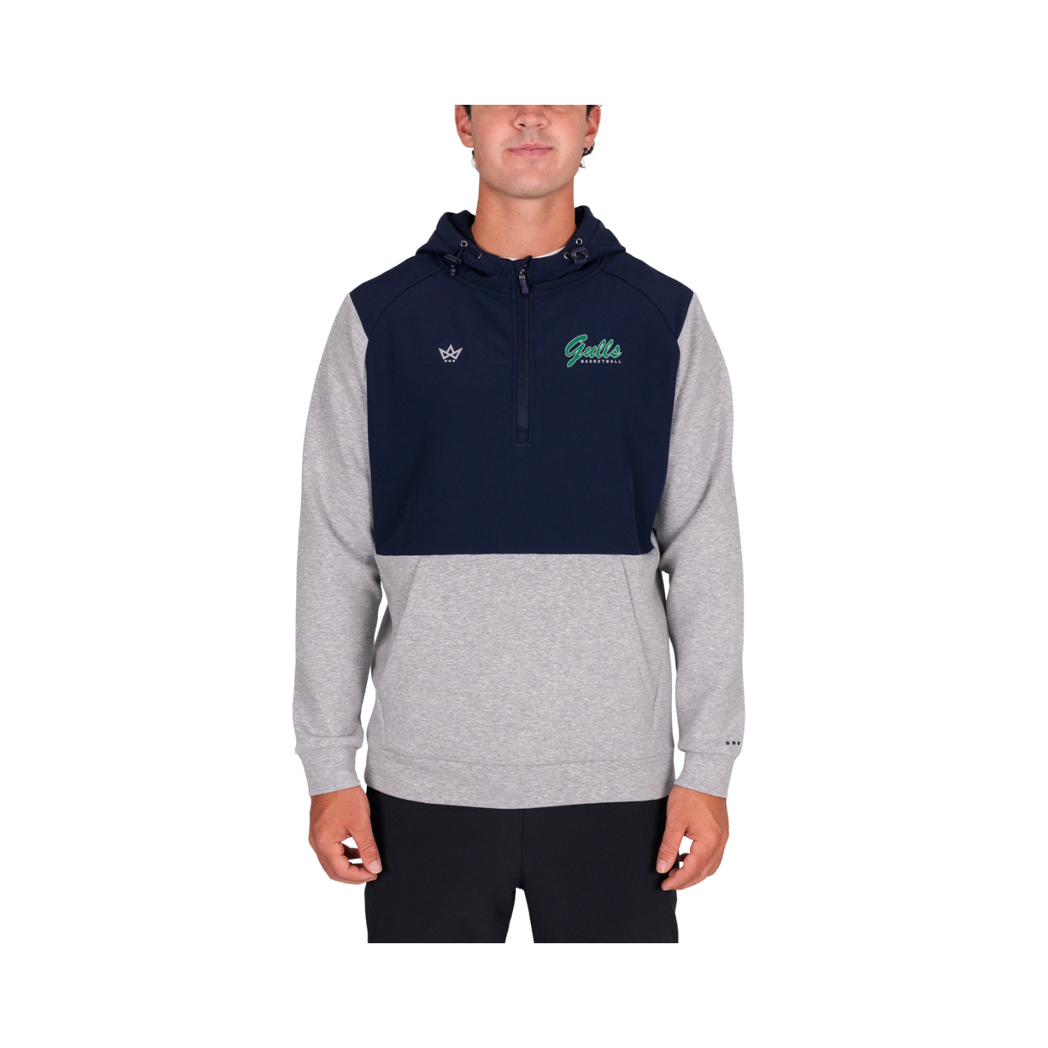 ENDICOTT BASKETBALL ROYALKNIT PANELED HOODIE - HEATHER STERLING / NAVY