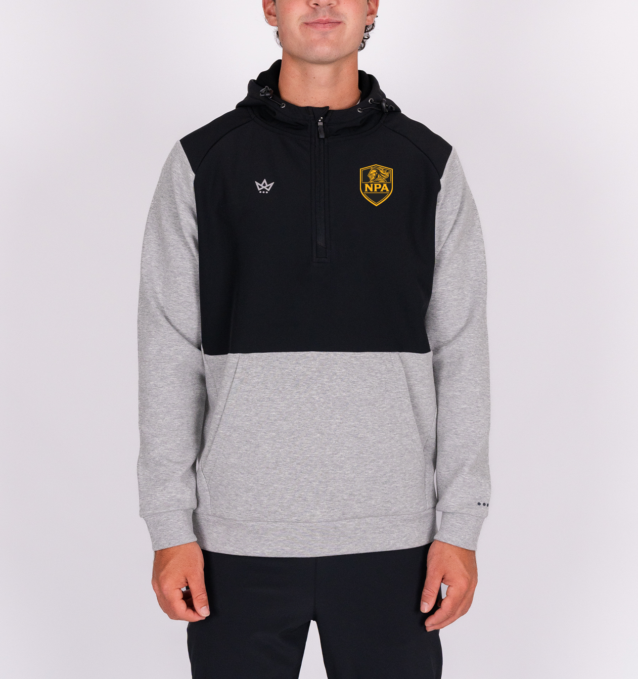 NUCLEAR PREP ACADEMY ROYALKNIT PANELED HOODIE - HEATHER STERLING / ONYX