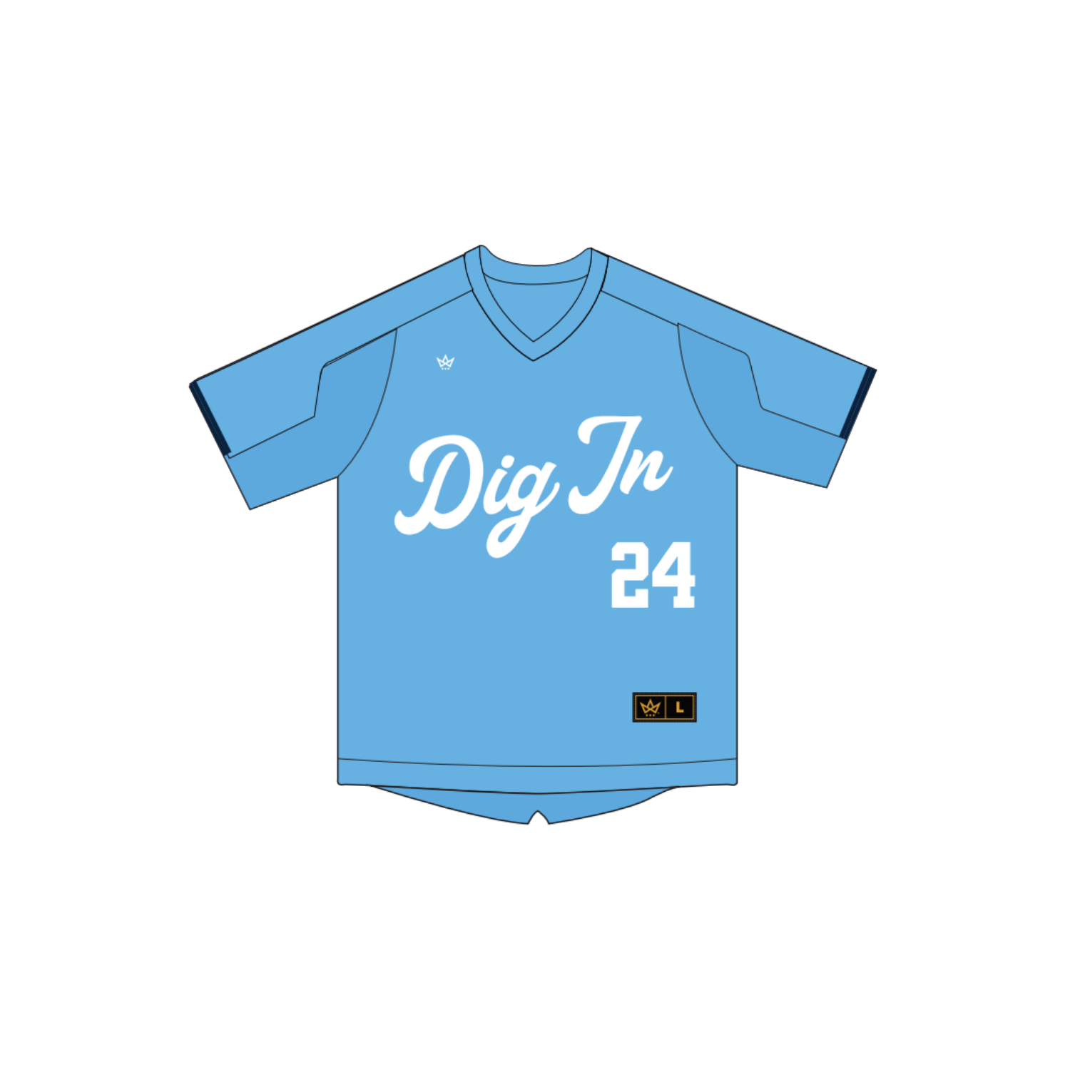 DIG IN BASEBALL '26 BASEBALL VENTUS V-NECK JERSEY - CAROLINA BLUE