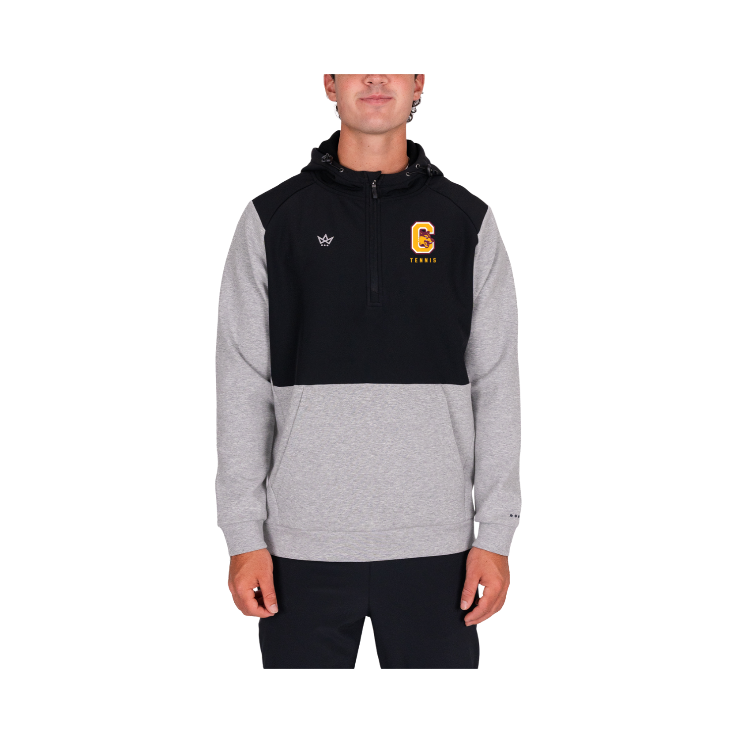 COLONIE TENNIS ROYALKNIT PANELED HOODIE - HEATHER STERLING / ONYX
