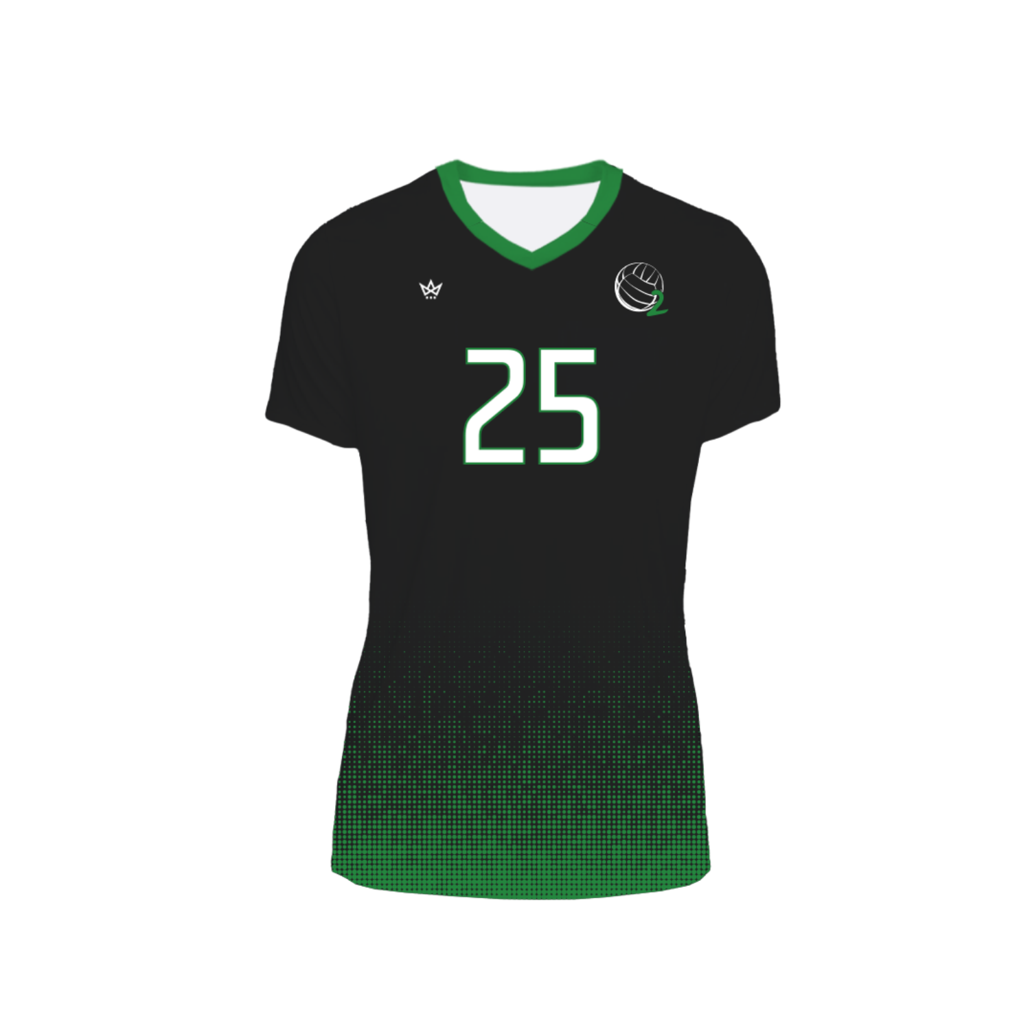 OXYGEN VOLLEYBALL CLUB WOMEN'S VOLLEYBALL SS V-NECK JERSEY	 [GREEN/BLACK]