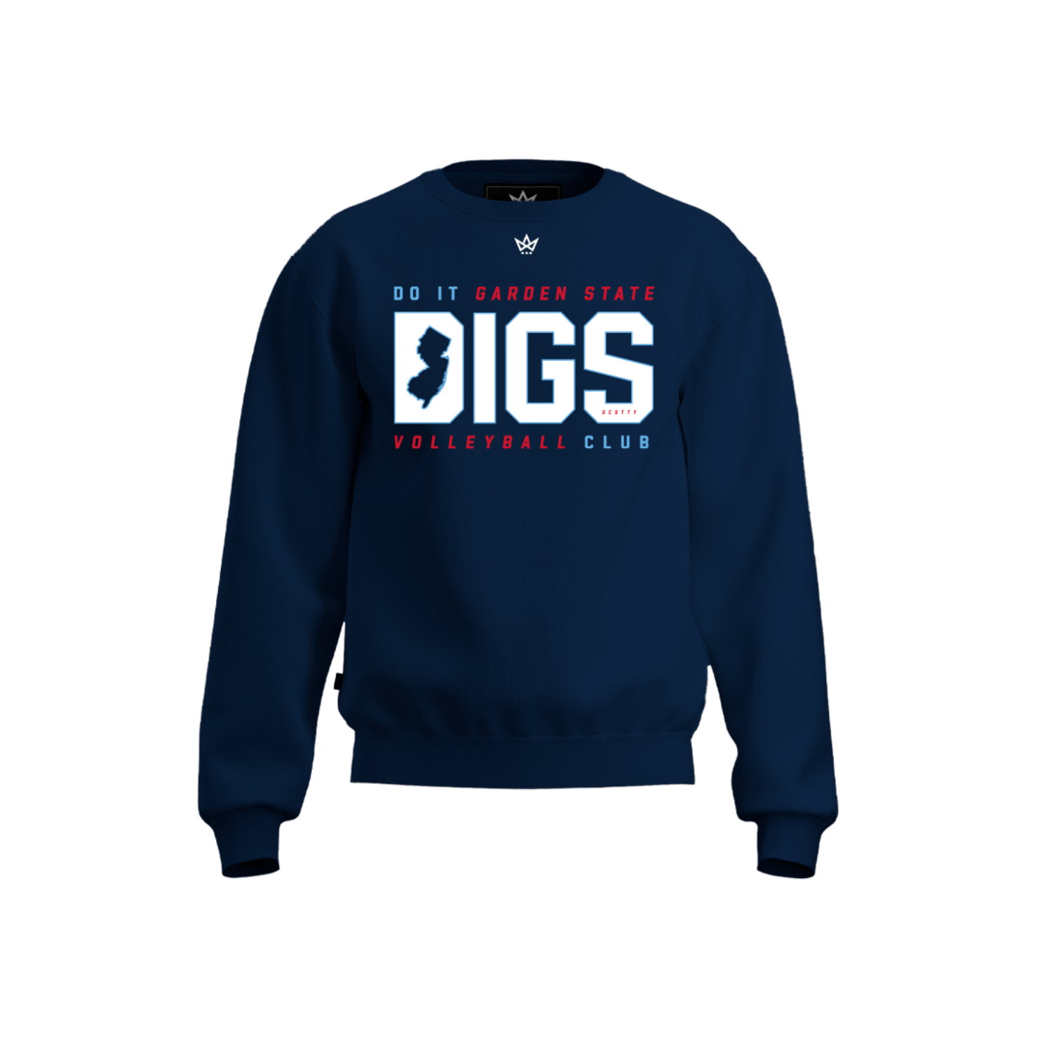 DIGS VOLLEYBALL CLUB COTTON FLEECE CREWNECK - NAVY