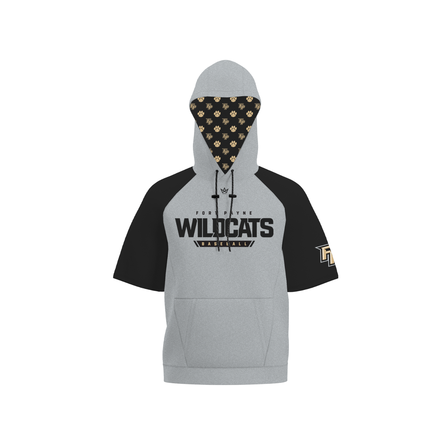 FORT PAYNE HS BASEBALL SUB PERFORMANCE FLEECE SS HOODIE [GREY/BLACK]