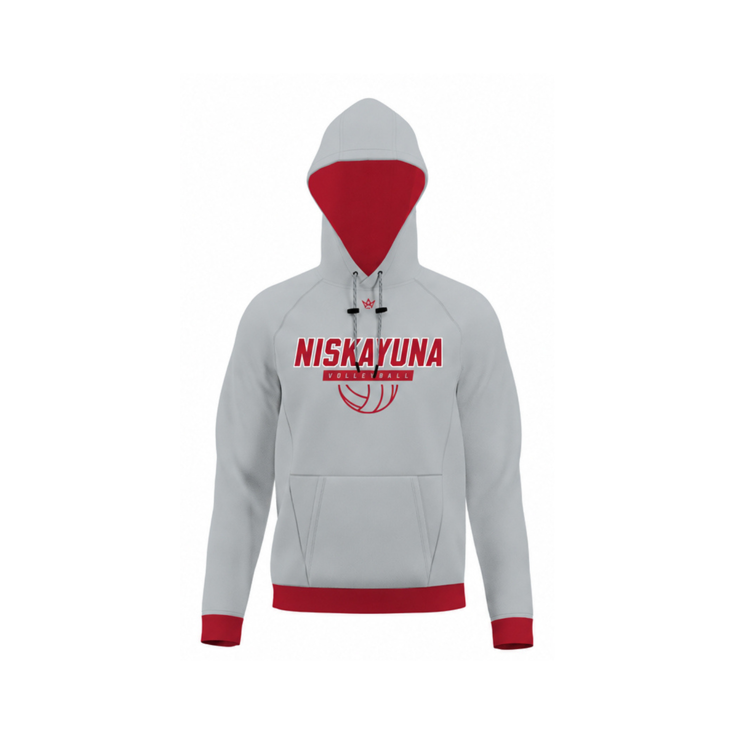 NISKAYUNA BOYS VOLLEYBALL SUB PERFORMANCE FLEECE HOODIE [GRAY/RED]