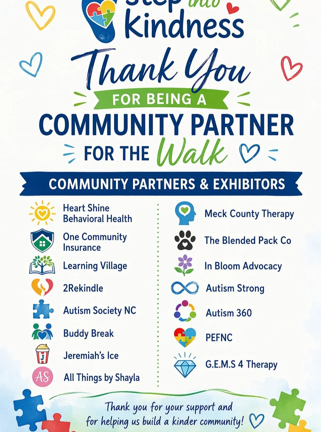 💙✨ Grateful. Honored. Inspired. ✨💙

A heartfelt THANK YOU to our incredible Community Partners &amp; Exhibitors for helping make the Step Into Kindness Walk such a beautiful success! Your support, presence, and commitment to our community truly mad