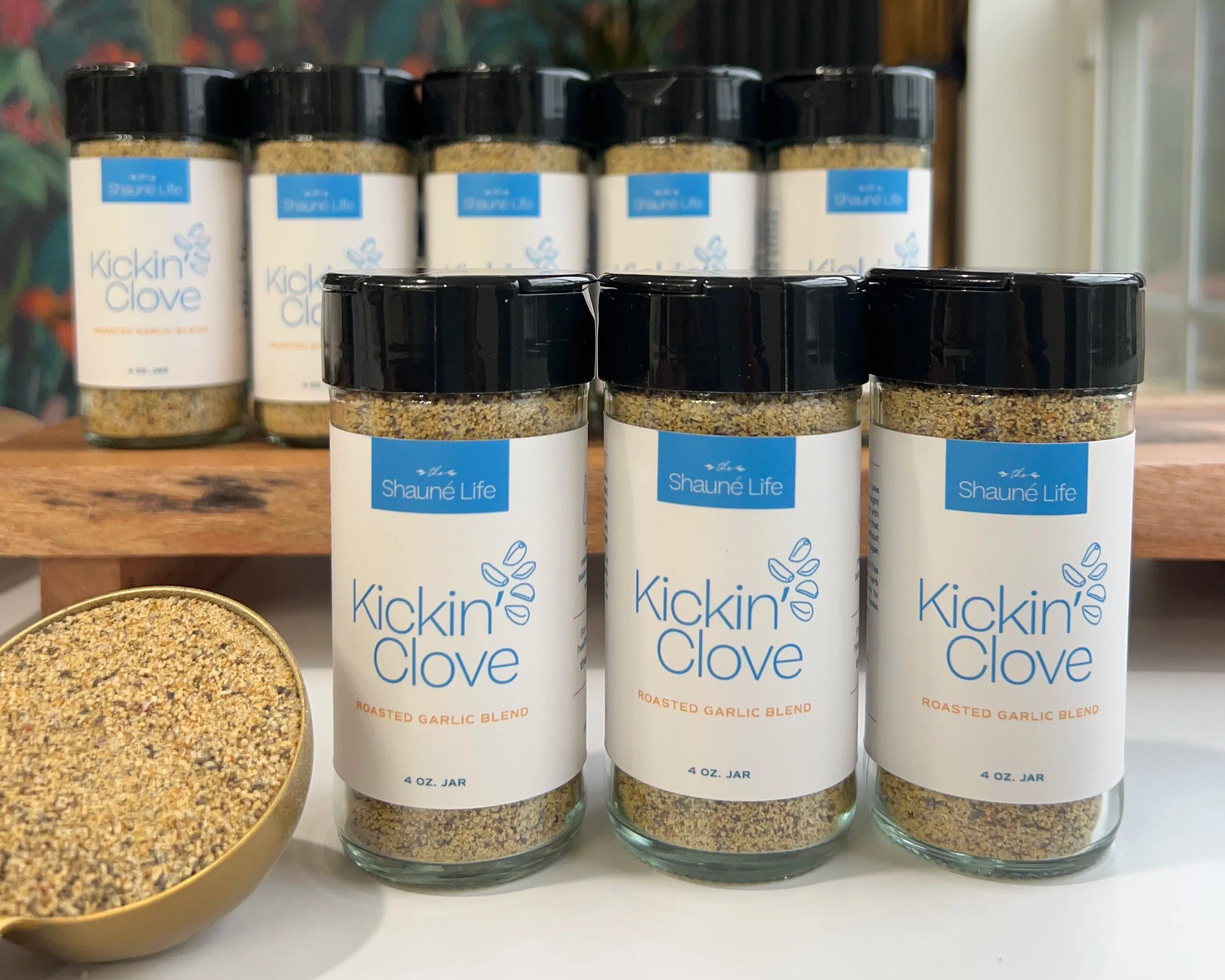 Kickin' Clove Roasted Garlic seasoning blend used for plant-based cooking