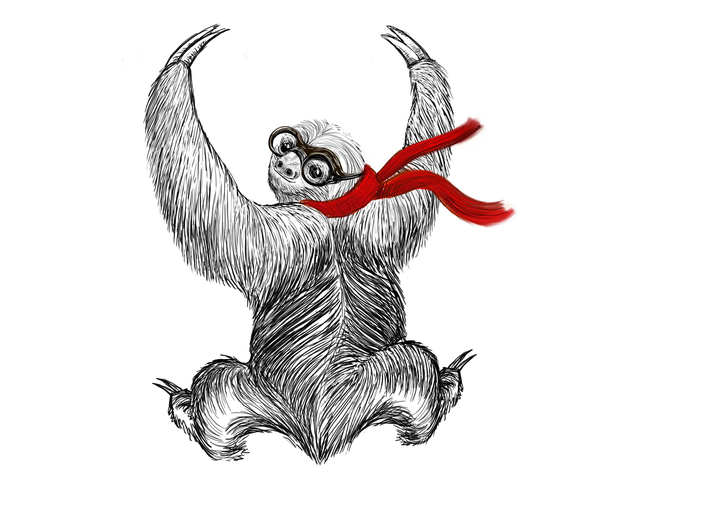 Sloth Tattoo: Commissioned to create a piece for placement on the back of leg.