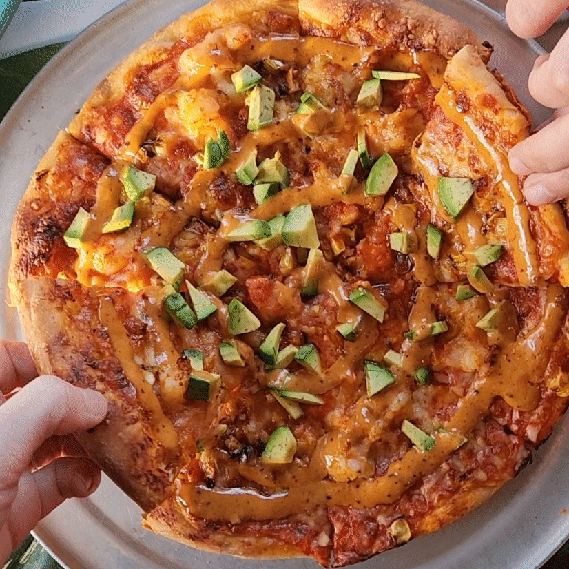Cheeseburger pizza with toppings