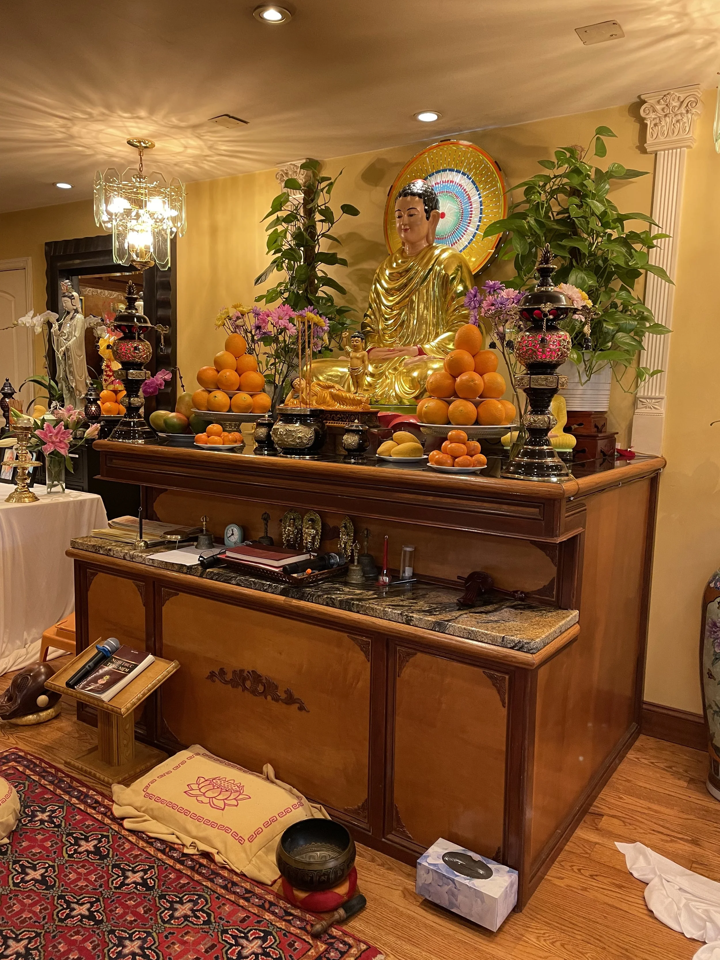 The altar at Lumbini Buddhist Temple.