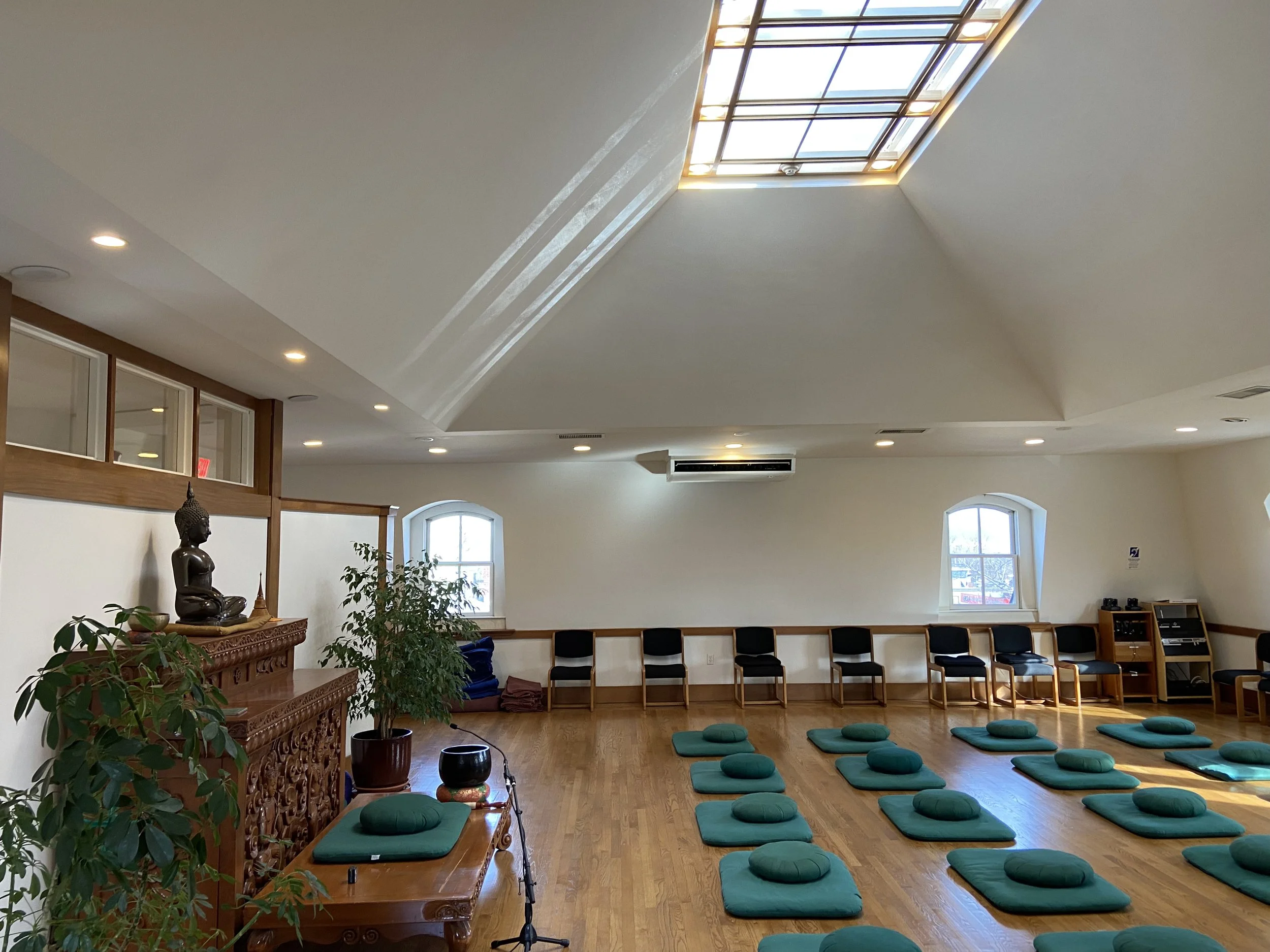 Meditation room at Cambridge Insight Mediation Center.