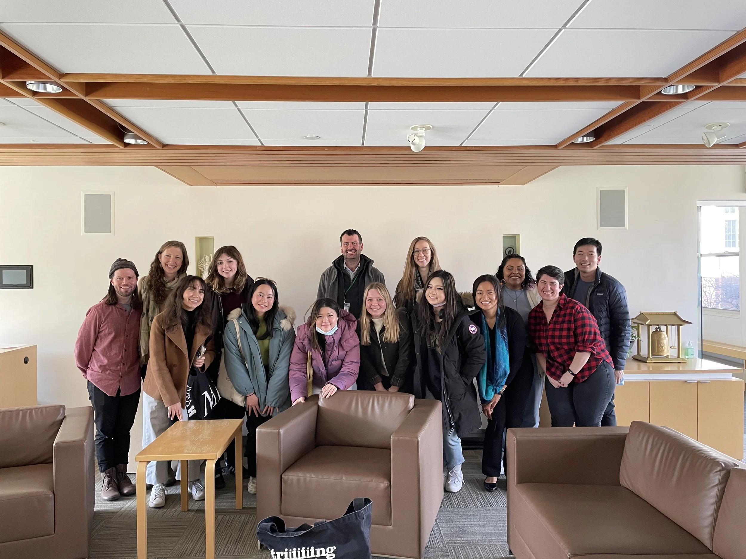 Workshop students meet with graduate students at Harvard Divinity School.