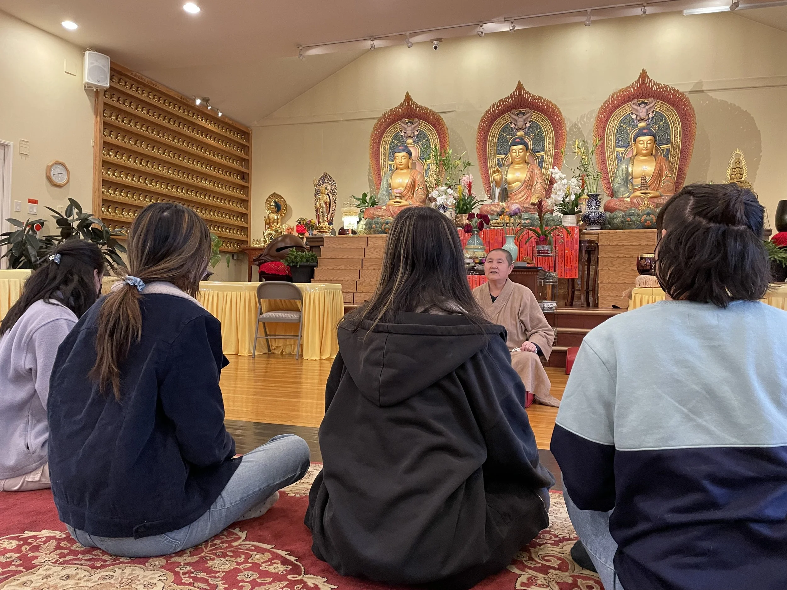 Workshoppers listening to Venerable Manzhong speak at the American Wisdom Association in Billerica, Massachusetts. 