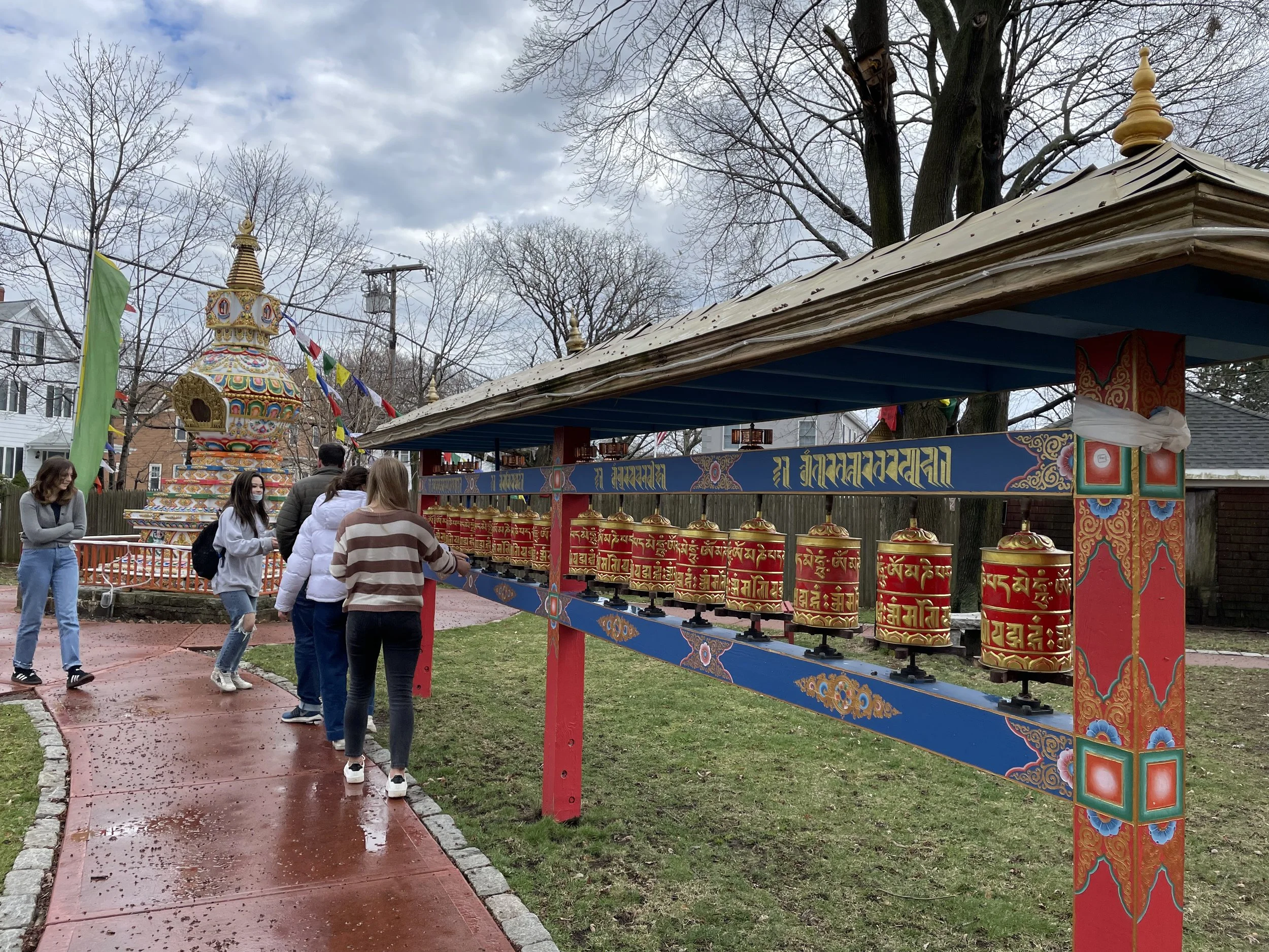 Exploring the backyard at Kurukulla Center For Tibetan Buddhist Studies.