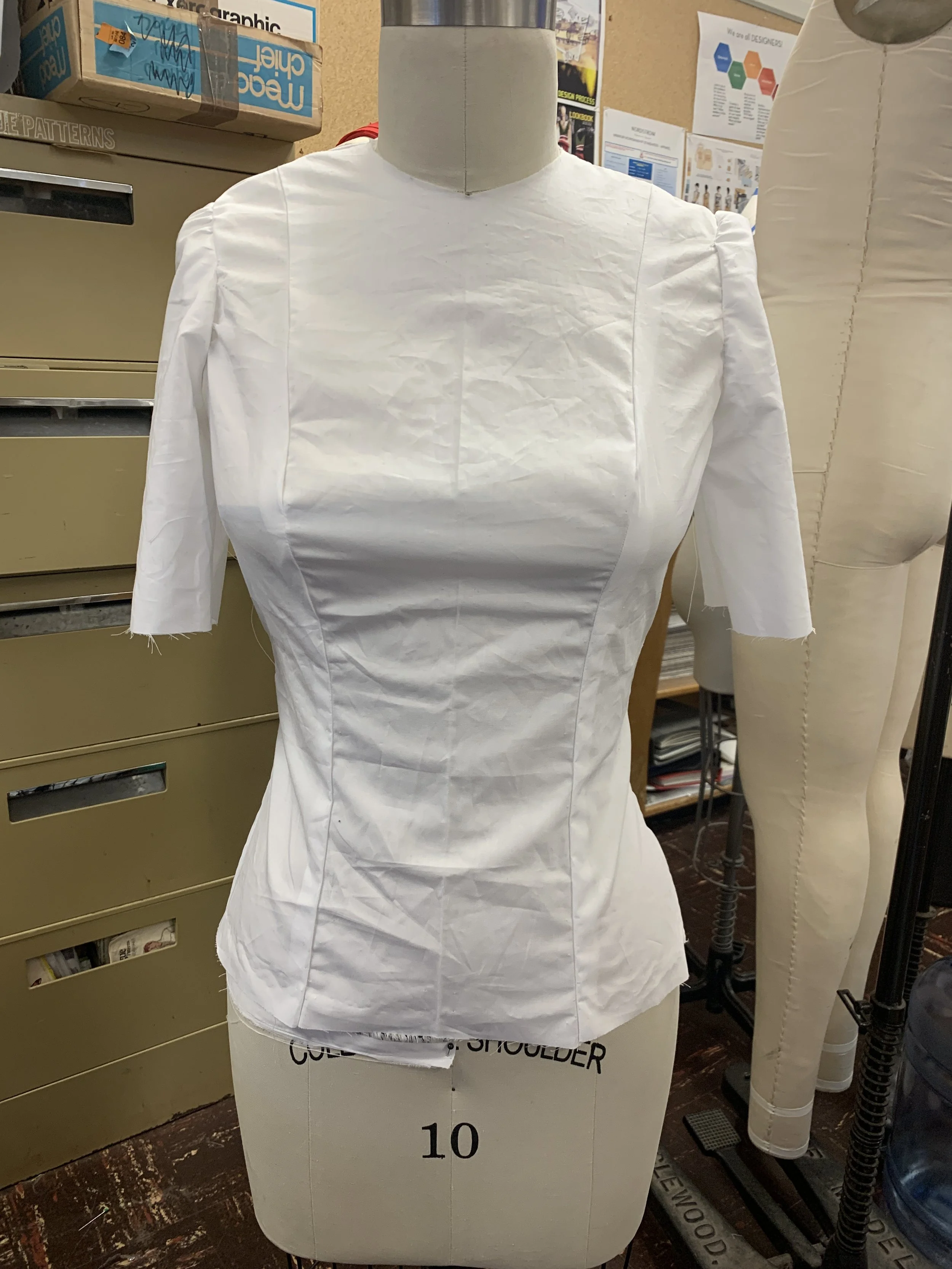 Princess seam sewn front
