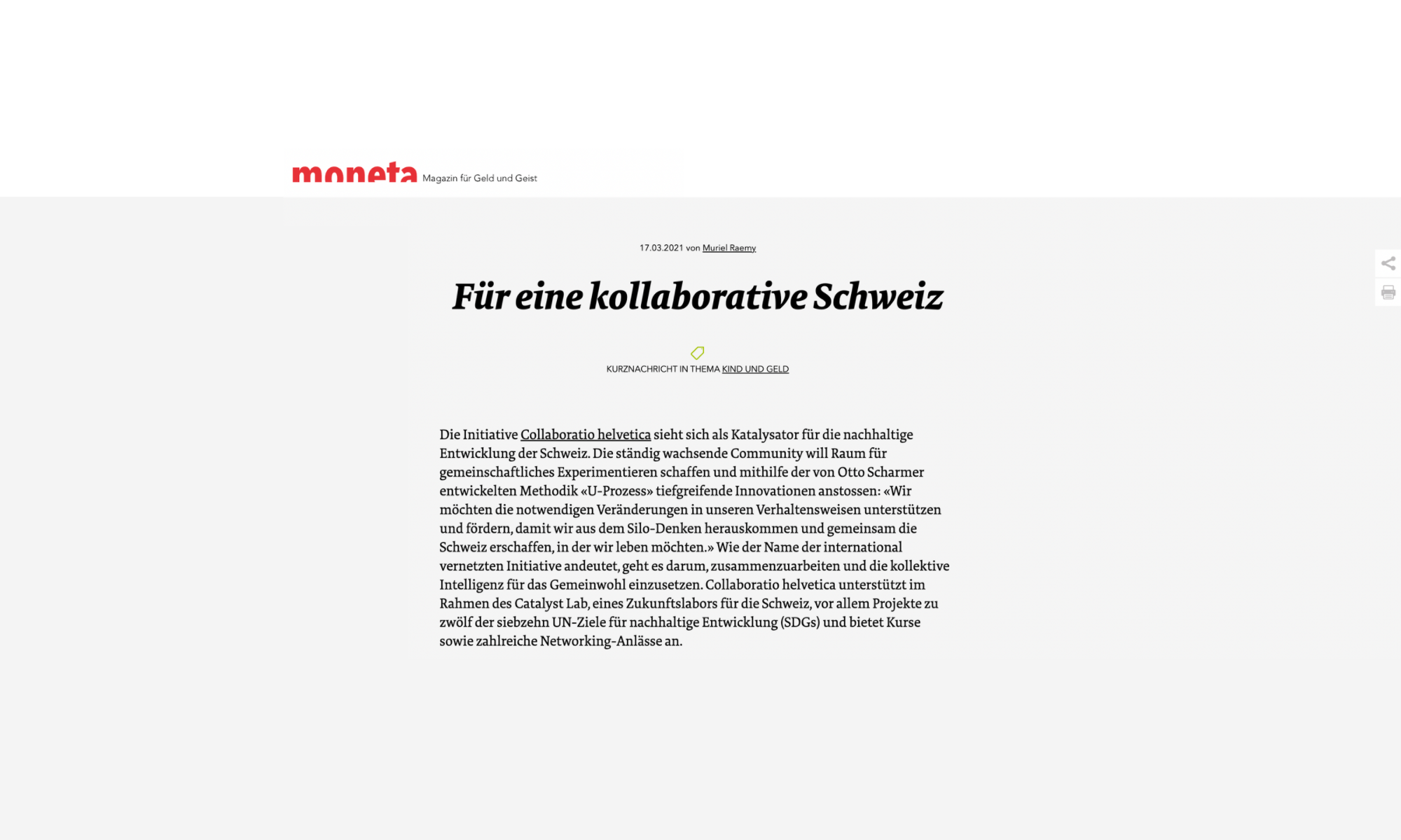 moneta - Für eine kollaborative Schweiz