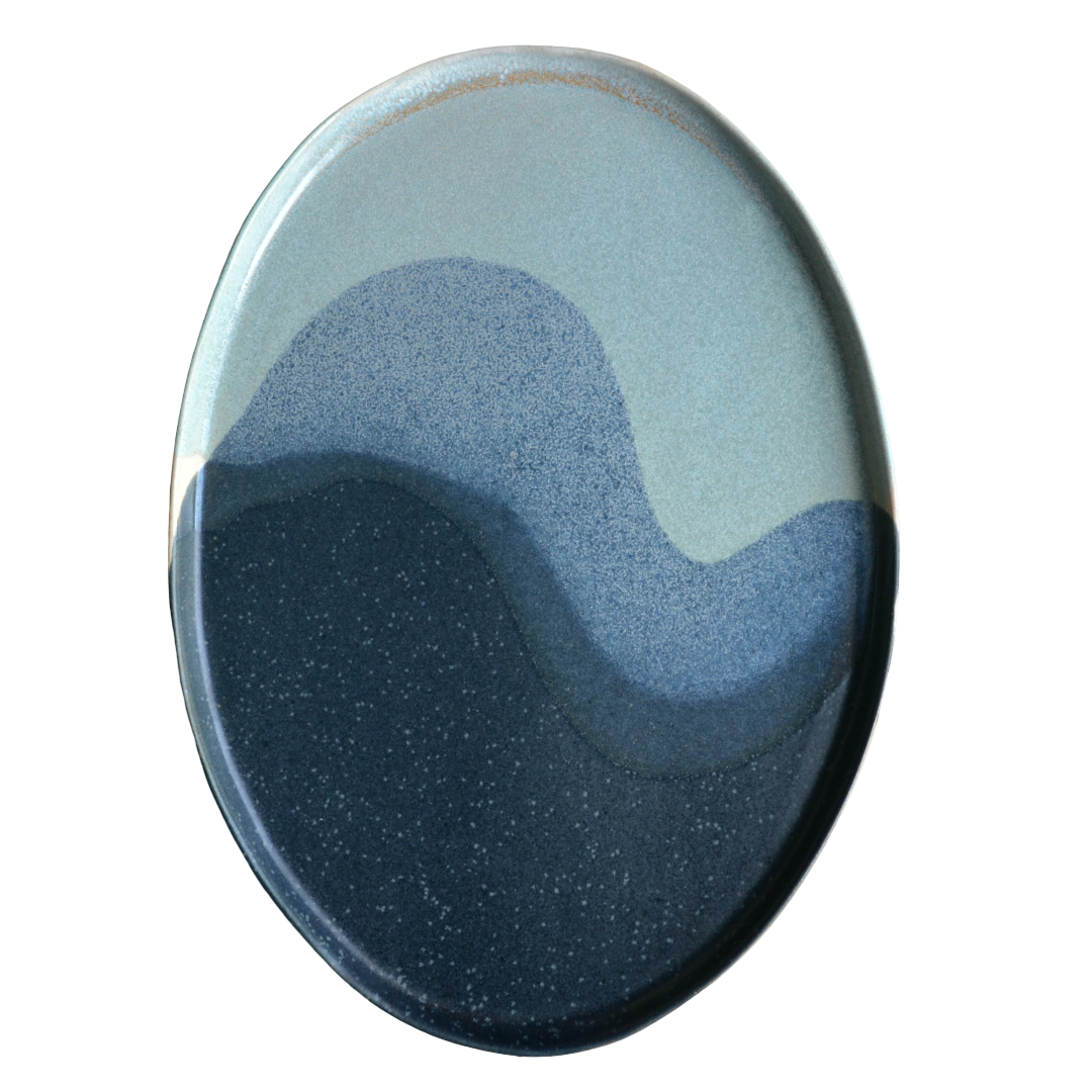 XL blue green oval platter