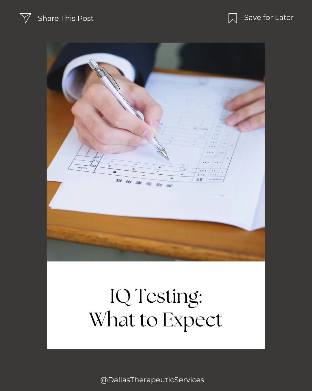 IQ testing is more than just a number, it&rsquo;s a tool to better understand how you or your loved one process information, solve problems, and learn. At DTS, one of our trained clinicians meets with you in the office to administer a series of tests