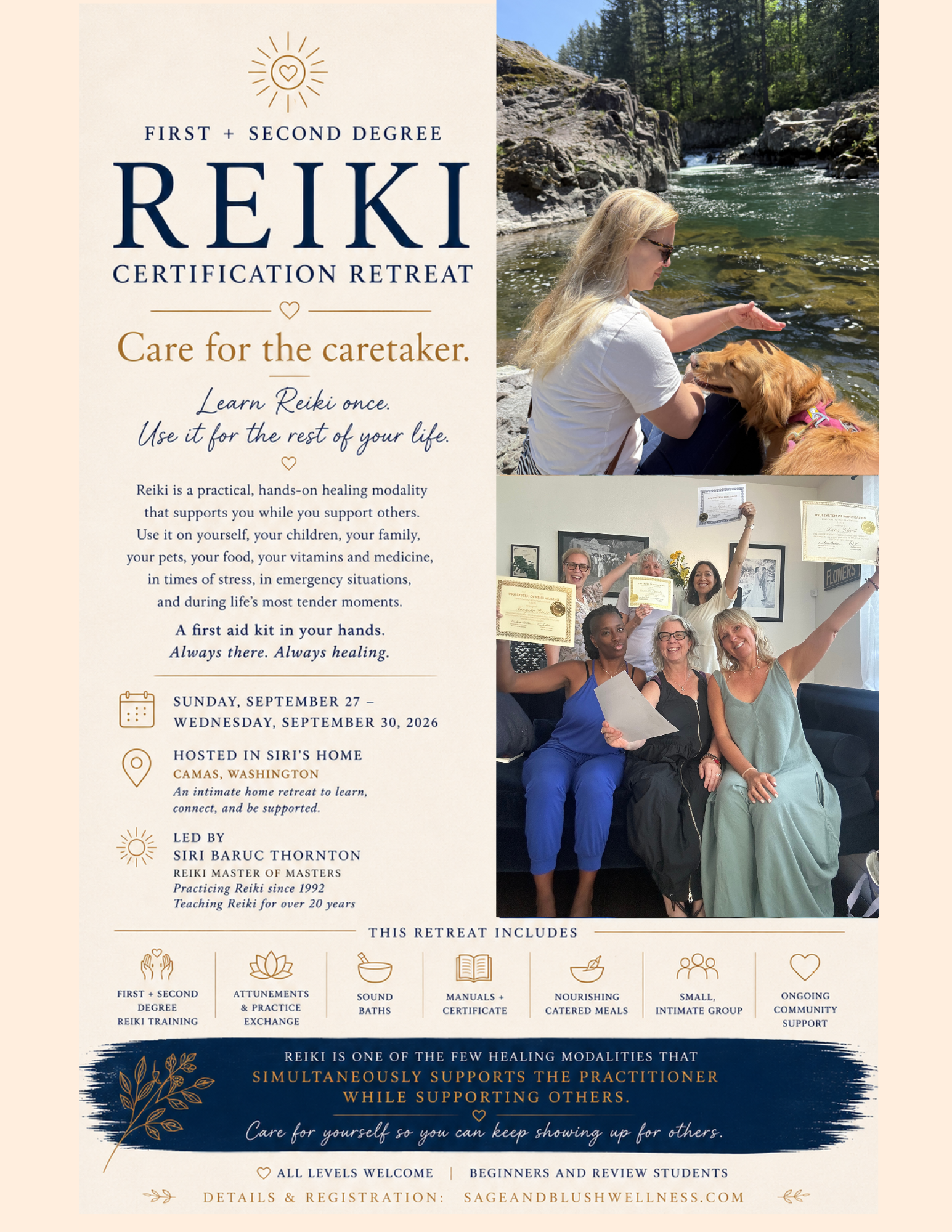 First + Second Degree Reiki Certification Retreat