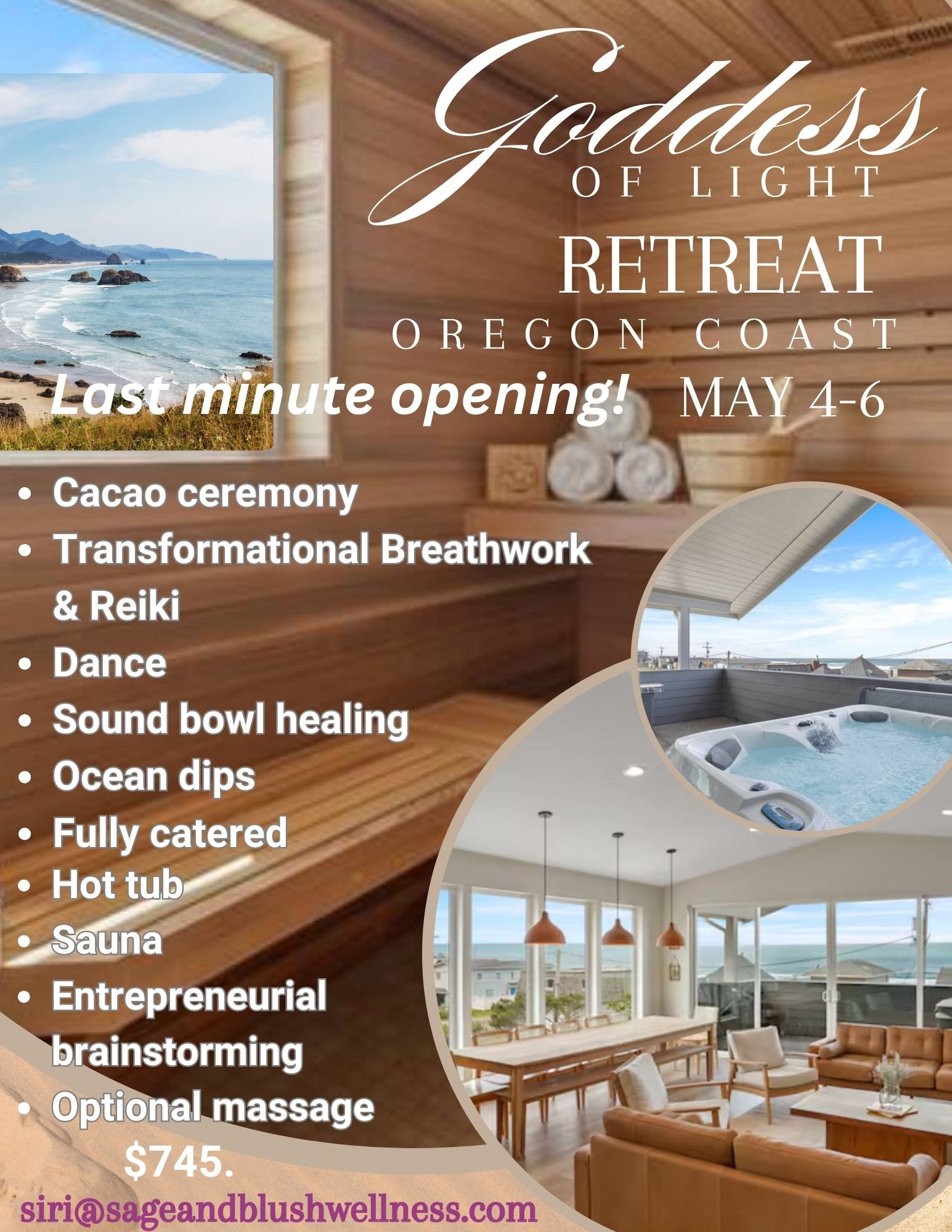 Goddess of Light May 4-6 Beach Retreat