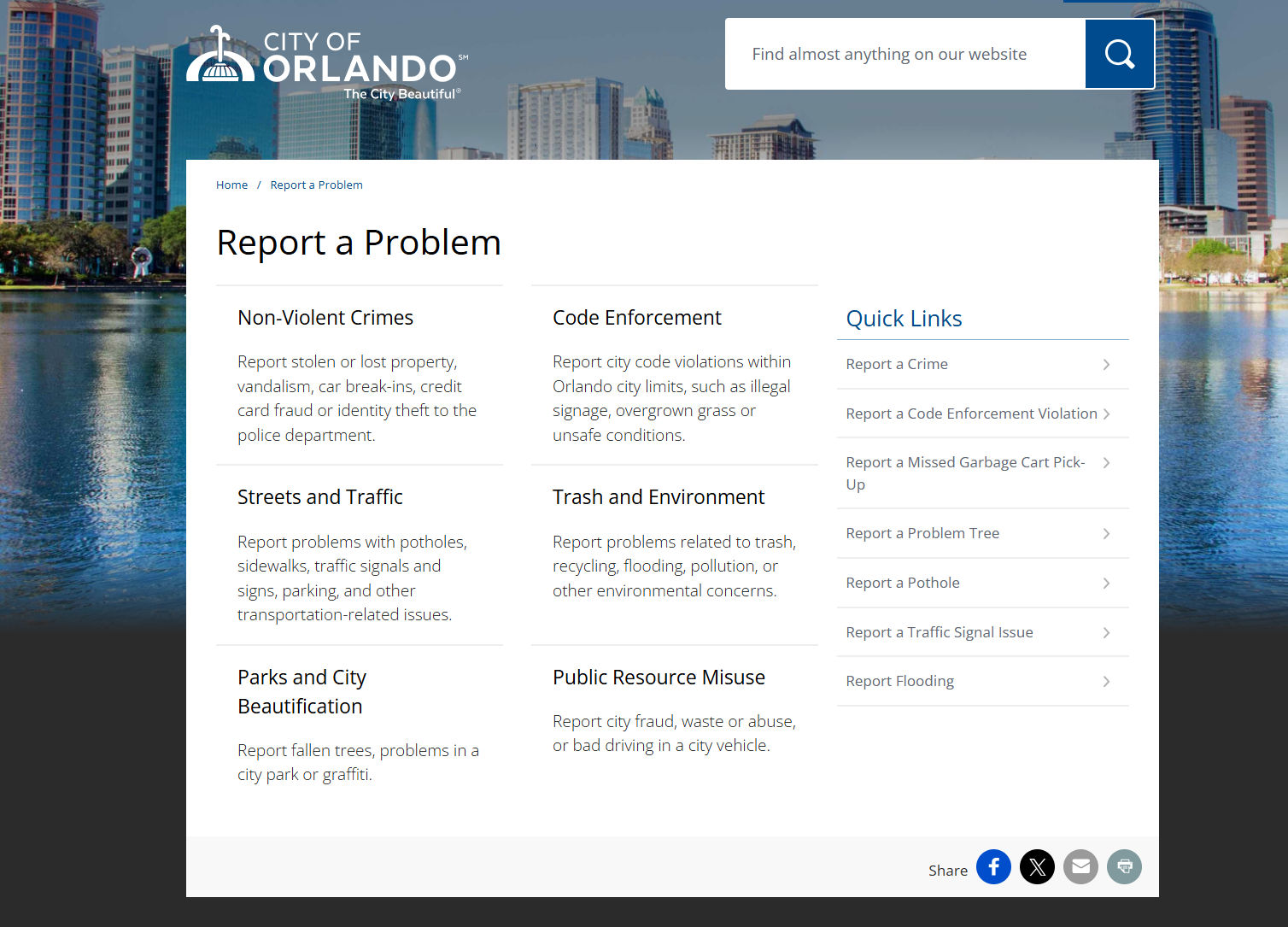 Report A Problem from the Palm of Your Hand