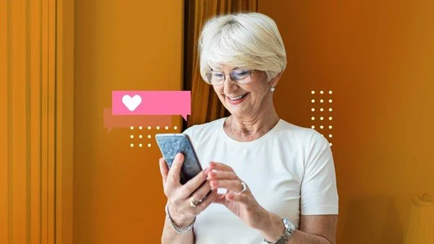 Senior women checking messages