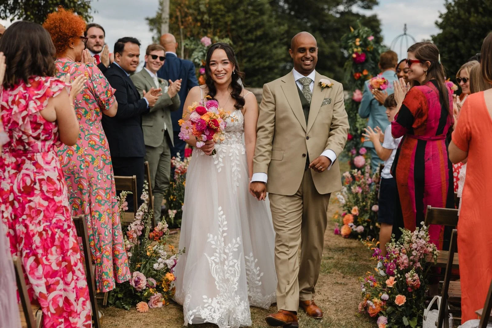Pink and Orange Colourful Summer Wedding at Llantilio House