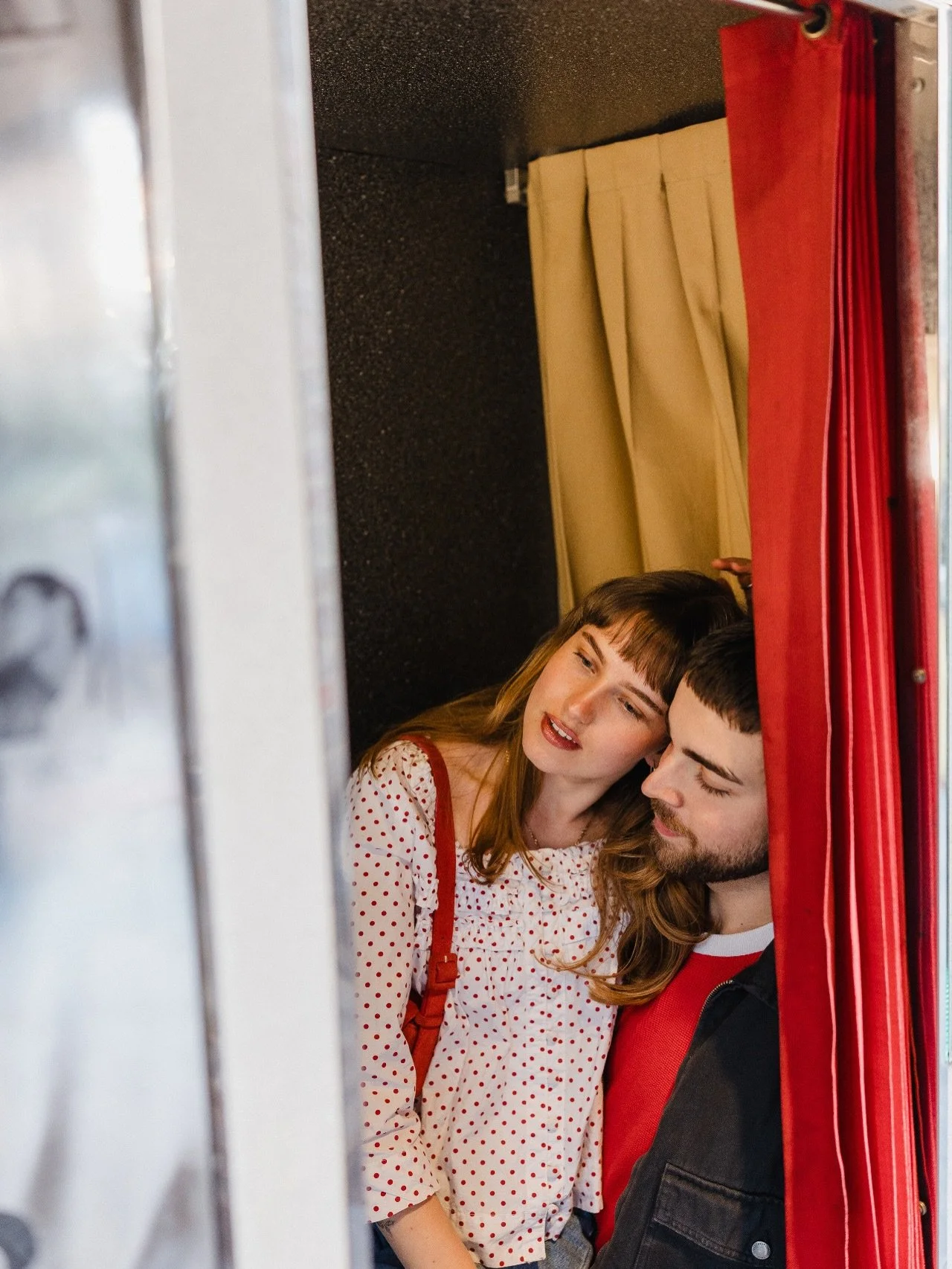 This is your reminder that engagement photos don&rsquo;t have to look like engagement photos.

They can look like the two of you crammed into a photo booth in London.

They can look like wandering aimlessly, stopping for coffee, getting windswept, la