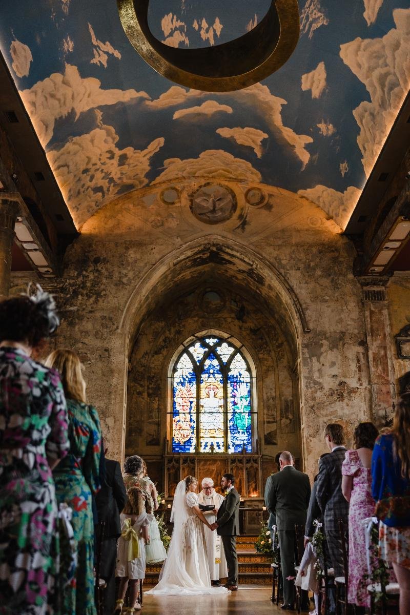 bride and groom exchanging vows at the mount without bristol