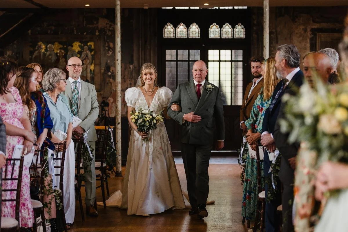 bride walking down the aisle at the mount without bristol
