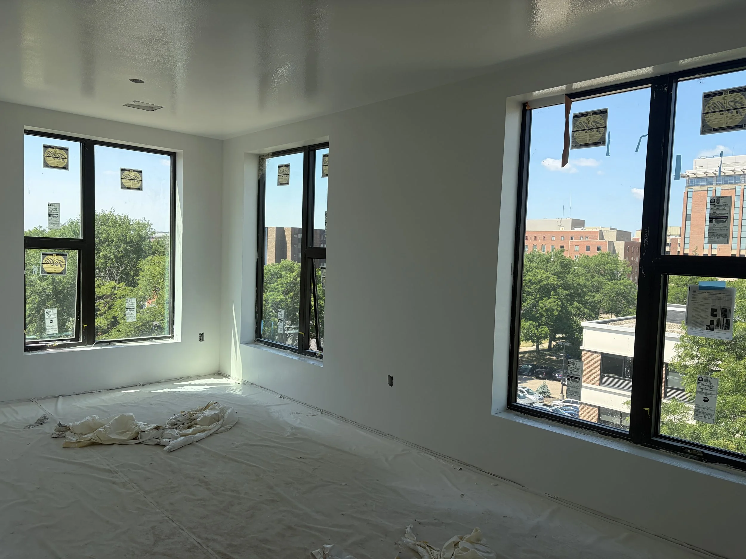 07.15.2026 - Drywall work and painting continue in this 5th floor apartment at Luna (B1)