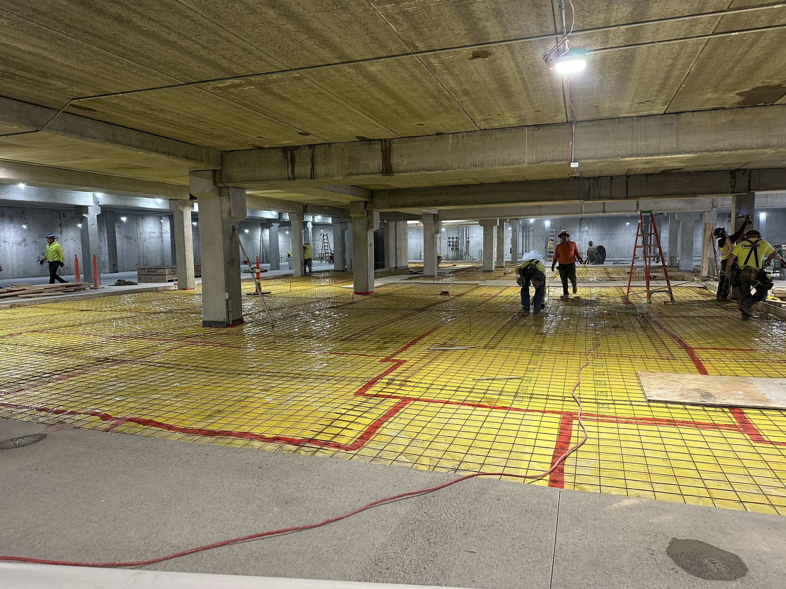 05.07.2026 - A floor section of the Luna parking garage is prepared for concrete pouring.