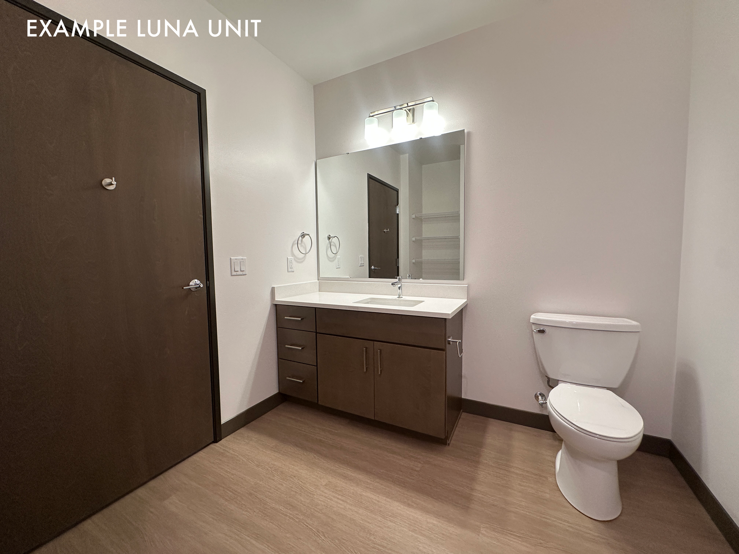 Example Luna unit, bathroom view.