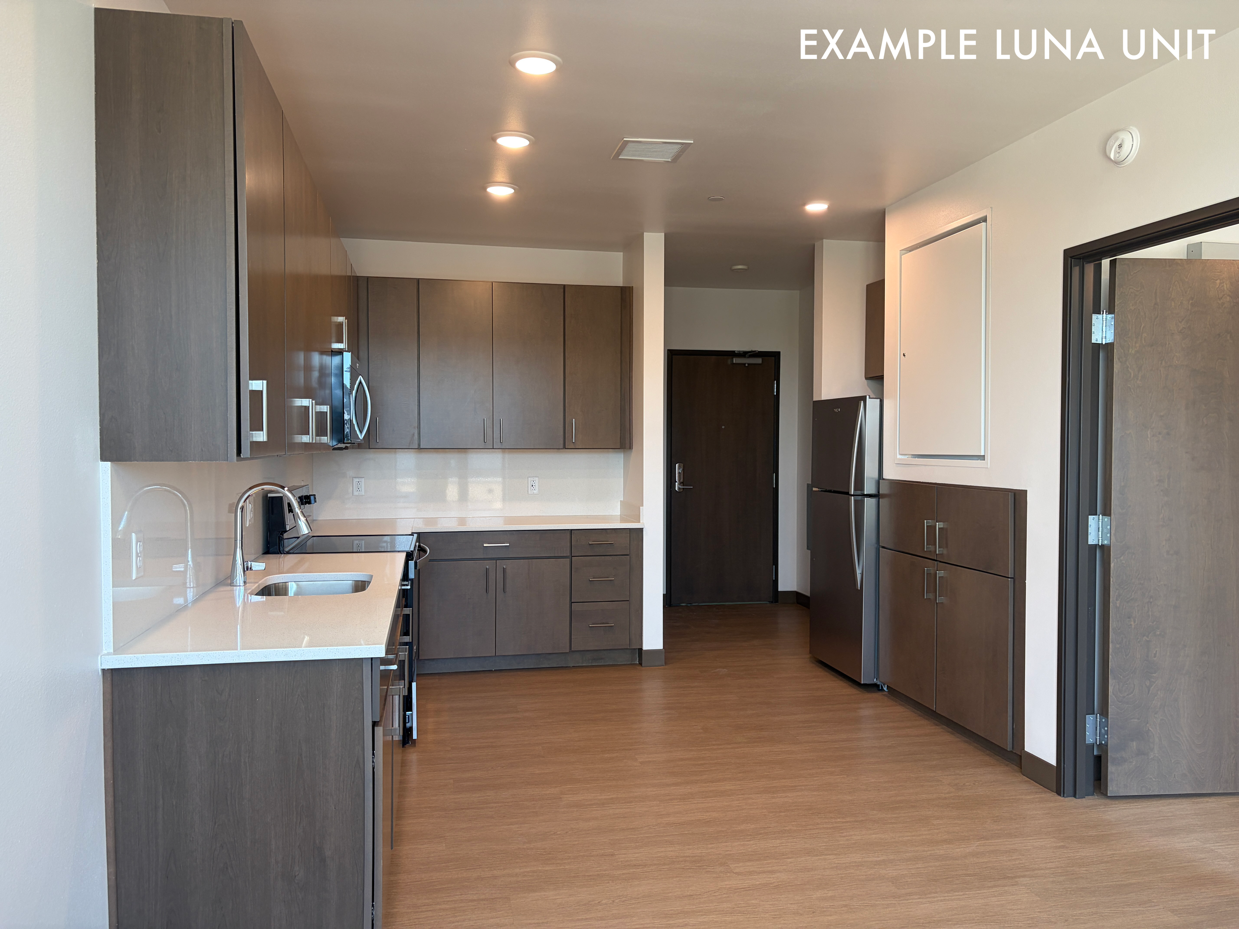 Example Luna unit, kitchen view.