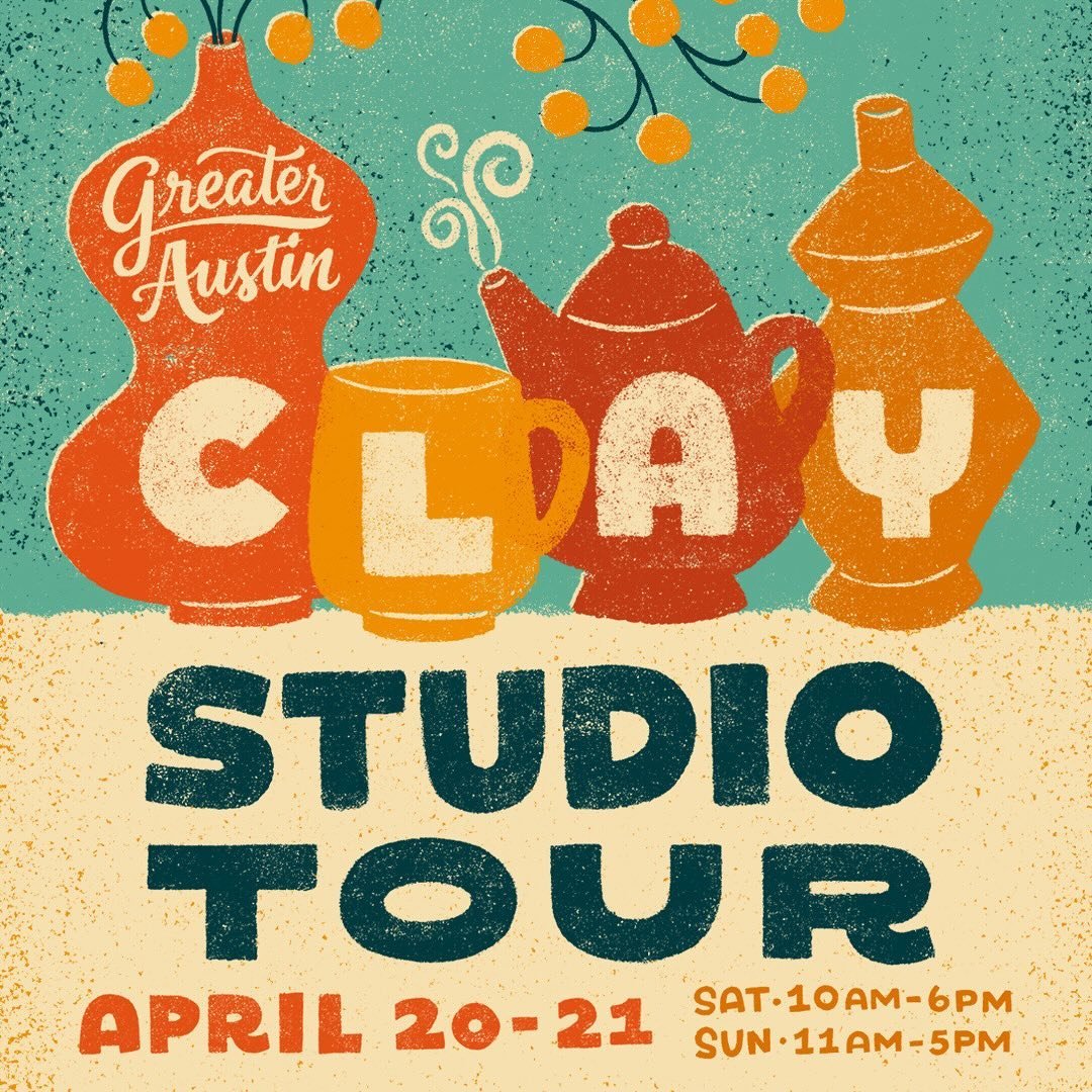 This weekend!!! April 20th &amp; 21st! With 29 locations and over 100 participating artists, the Greater Austin Clay Studio Tour is an event to welcome the Austin community into area studios to take part in demos and workshops, purchase work from are