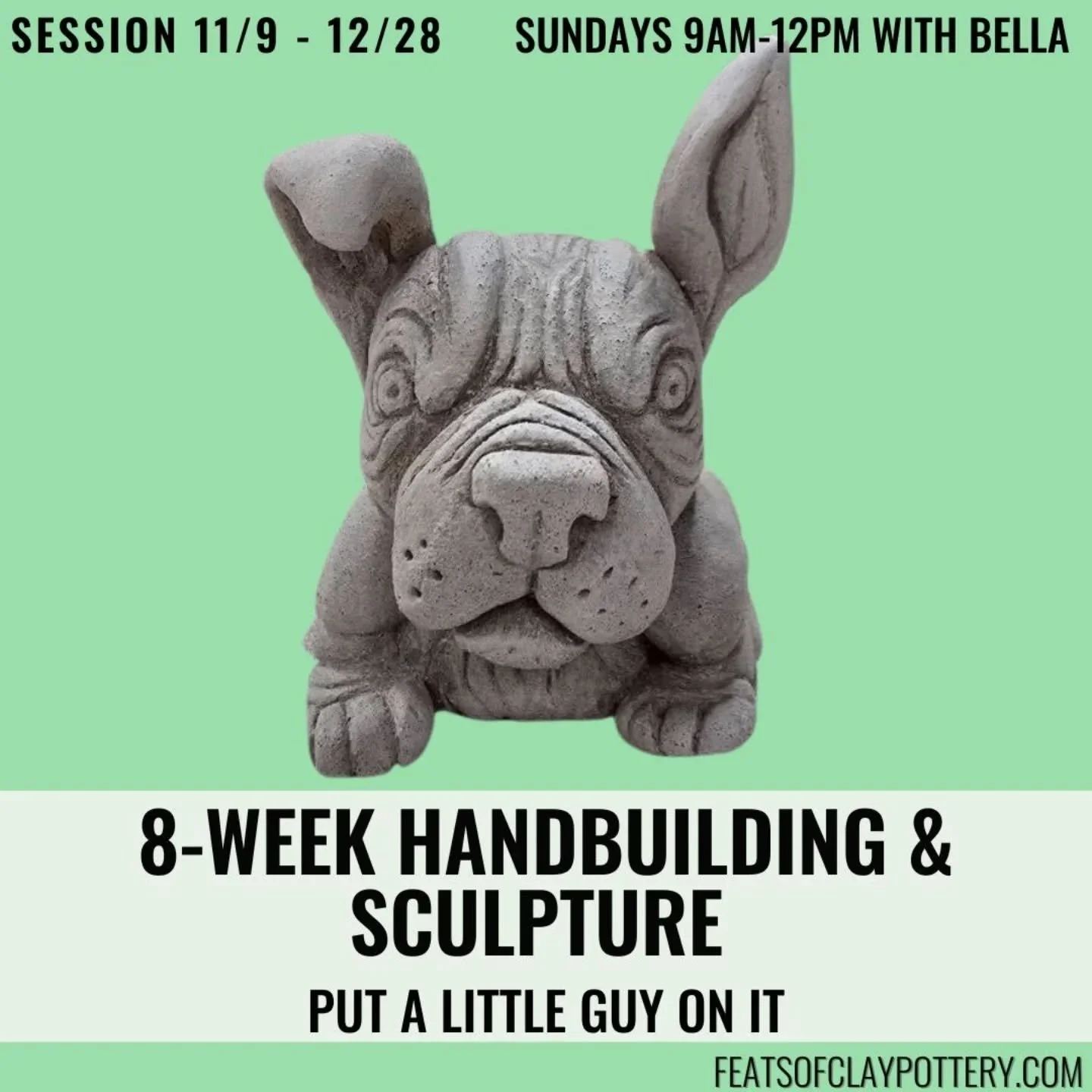 🐦 In this 8-week wheel-focused class, Bella will guide you through handbuilding forms and sculpting critters on to them. Explore all the functional or decorative pieces you can make with these processes! This class is beginner-friendly and great for