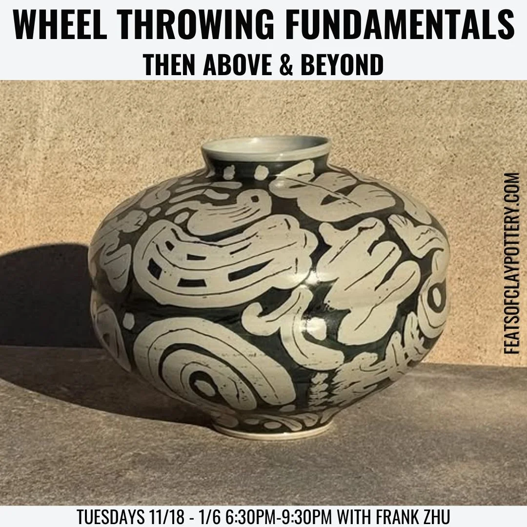 This class is will be taught by the phenomenal Frank Zhu. Join Frank to learn the fundamentals of wheel throwing, then take it above and beyond!
Class fee includes materials, firing fees, and tool usage. Beginner and intermediate friendly ☺️

No clas