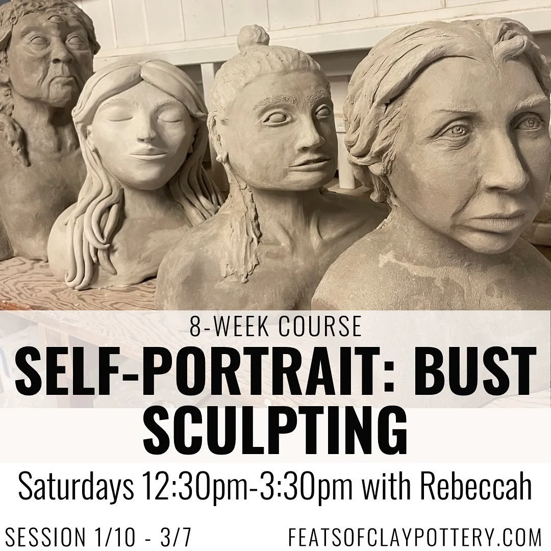 ✨ Self Portrait bust sculpting classes with Reb are back! ✨ Self portraits have largely recognized throughout all mediums of art, you can make yours as specific or abstract as you&rsquo;d like! This class covers the fundamentals of sculpting using ar