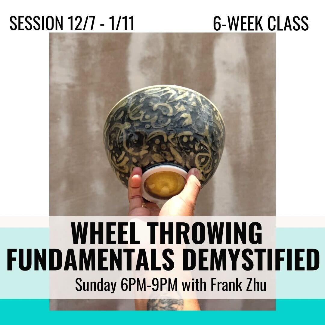 This class is will be taught by the phenomenal Frank Zhu. Join Frank to learn the fundamentals of wheel throwing. Class fee includes materials, firing fees, and tool usage. Beginner and intermediate friendly :)

Register at featsofclaypottery.com/cla