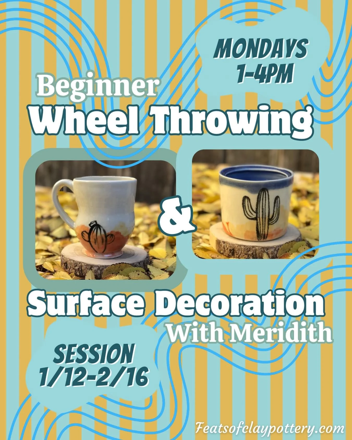 Beginner wheel throwing class coming in HOT🔥 with Meridith on Mondays! 6-week session starts 1/12 and goes til 2/16, it&rsquo;s perfect way to start the NEW YEAR!🎆🎇 

All supplies and firing included~
Link in bio-> Go to Classes🤳
