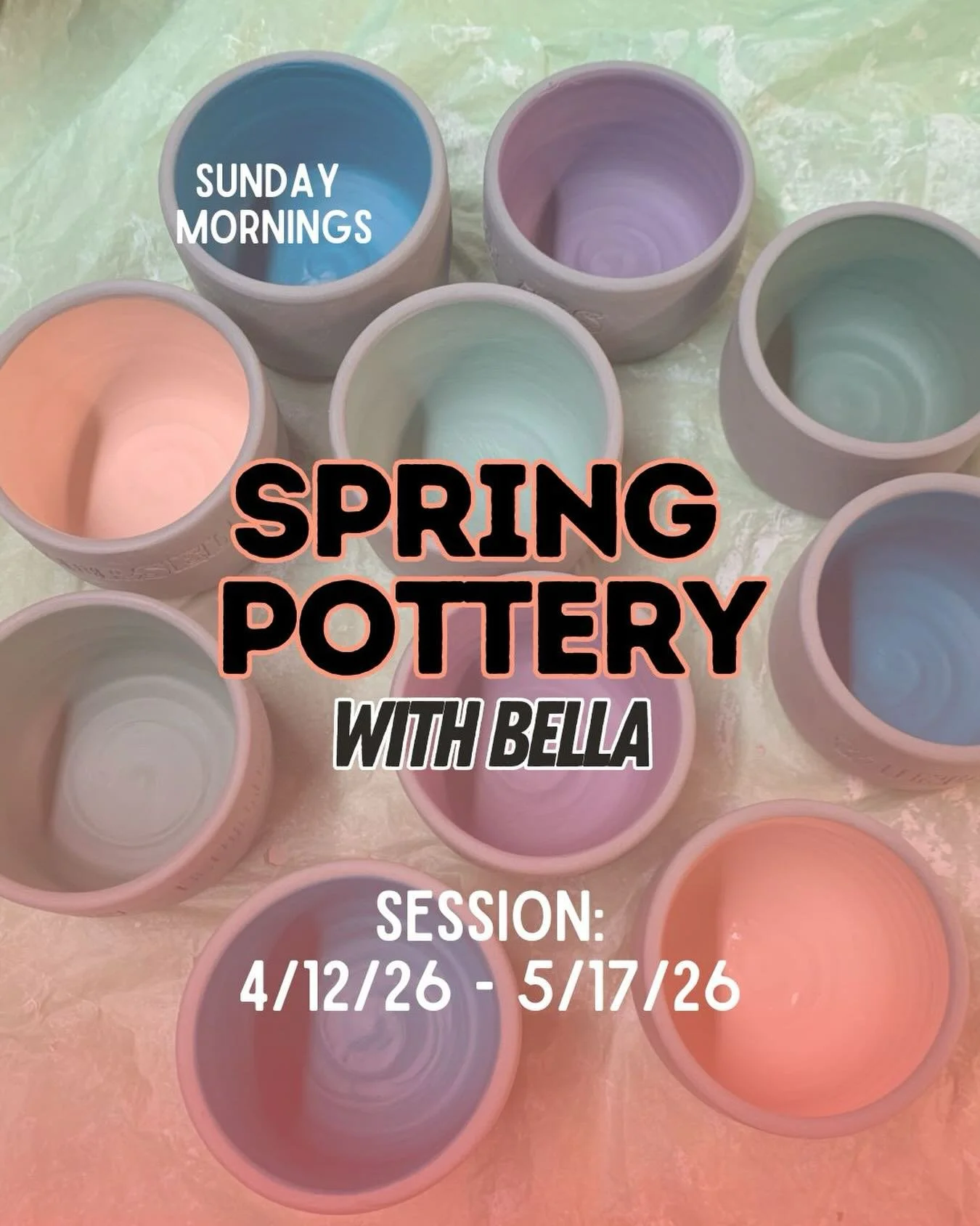 🌸🌷🪴SPRING🪴🌷🌸 into a new hobby with @belladoespottery in this Sunday morning 6-week session! Think vases🏺, planters🪴, bird feeders🦜 &amp; whatever screams spring to you! 

No prior experience needed✨
Link in BIO-> Go to CLASSES