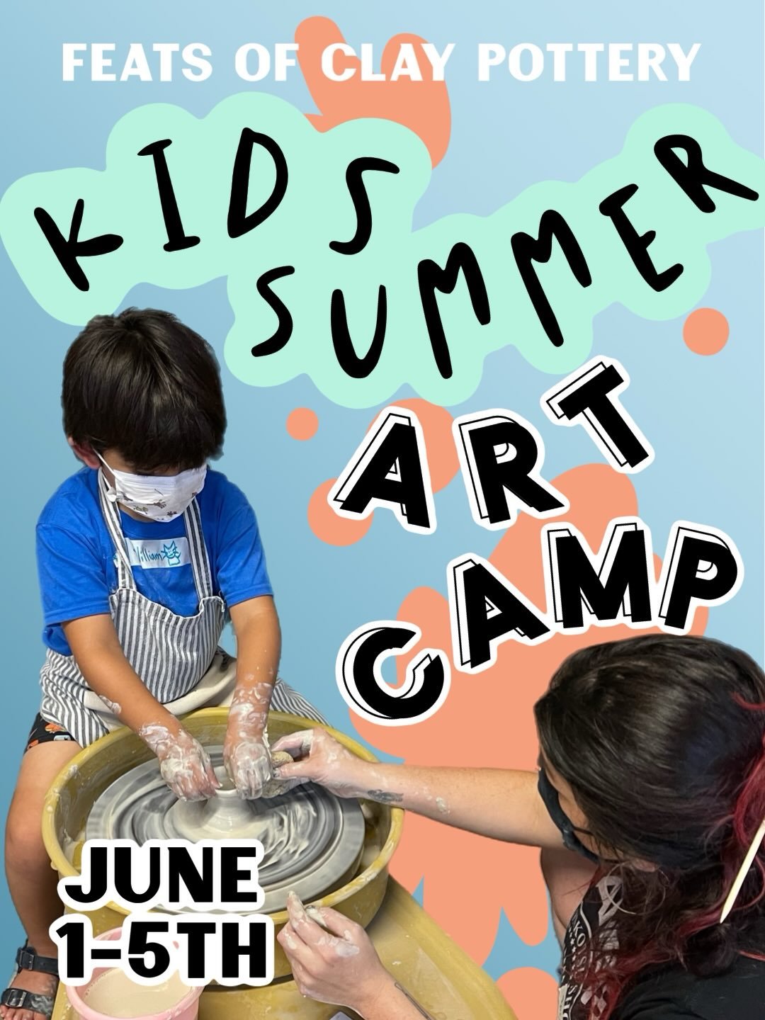BET! We have a week long Feats Kids Summer Art Camp coming right at ya! This camp is our first HUGE multimedia, multi-day summer camp program, made possible by the multi-skills our staff has! Printmaking, pottery, paper making, papier-m&acirc;ch&eacu