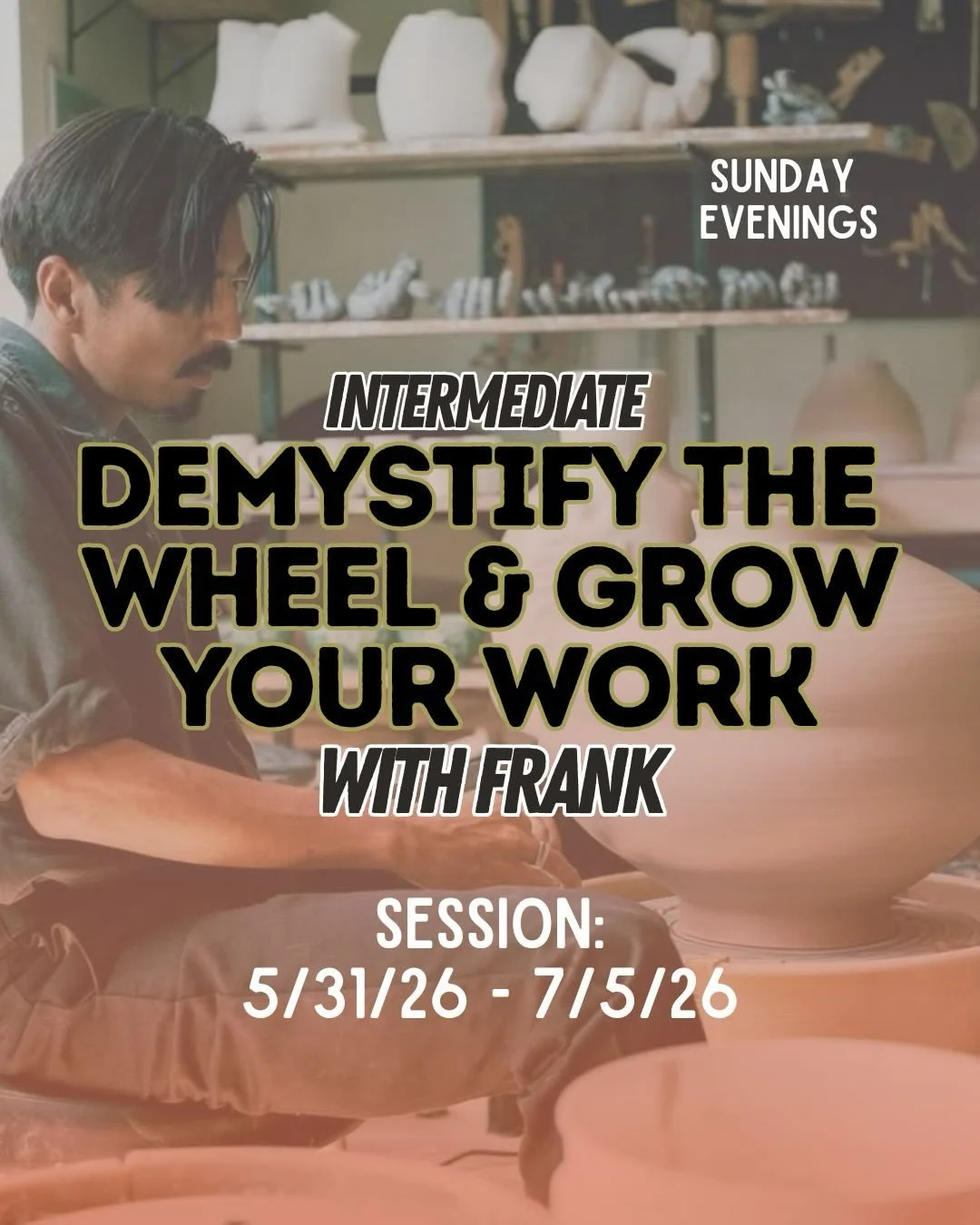 Back at you with a class from @frankzhuceramicist ✨ in this Sunday 6-9pm session you&rsquo;ll learn how to get your work a little bigger and more refined 🤌 

Link in Bio-> Go to CLASSES