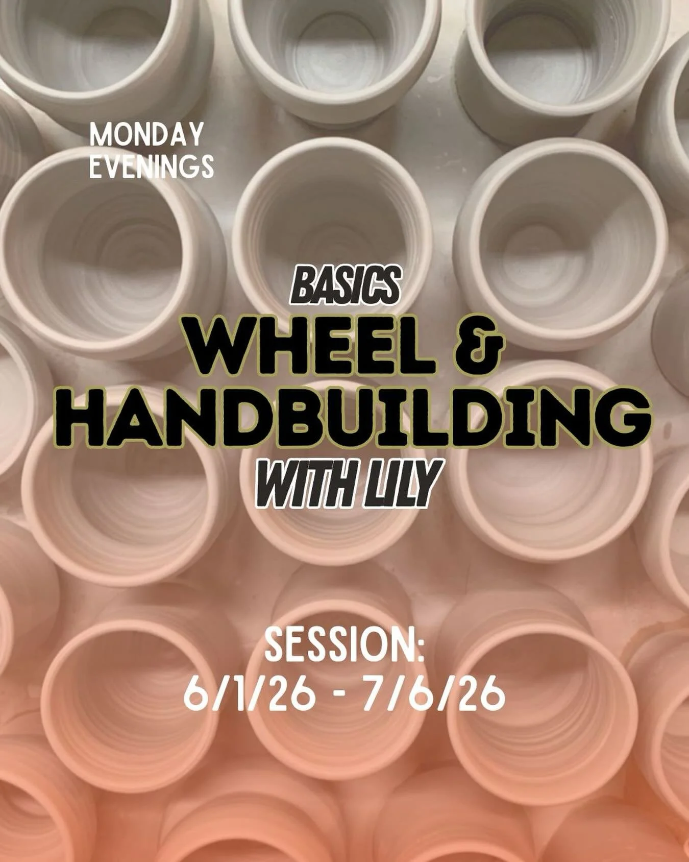 Can&rsquo;t have the Monday blues when you have pottery class with @piercedpotterlily ✨ This 6-week session goes from 6-9pm and it includes learning skills on and off the wheel🏺

Link in Bio-> Go to Classes🤳