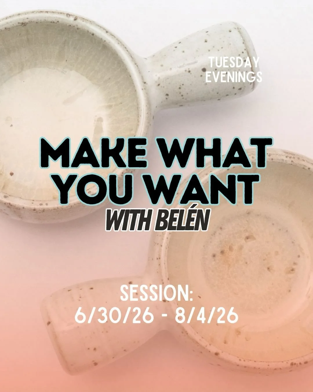Tuesday 6-9pm with @belenvillarrreal ✨ Think of this class as a way to make a few things from your Pinterest board. You need a charcuterie set up? Mug collection? Wall hanging sculpture? Salt and pepper shakers? GOT YOUUUUUUU. Literally make whatever