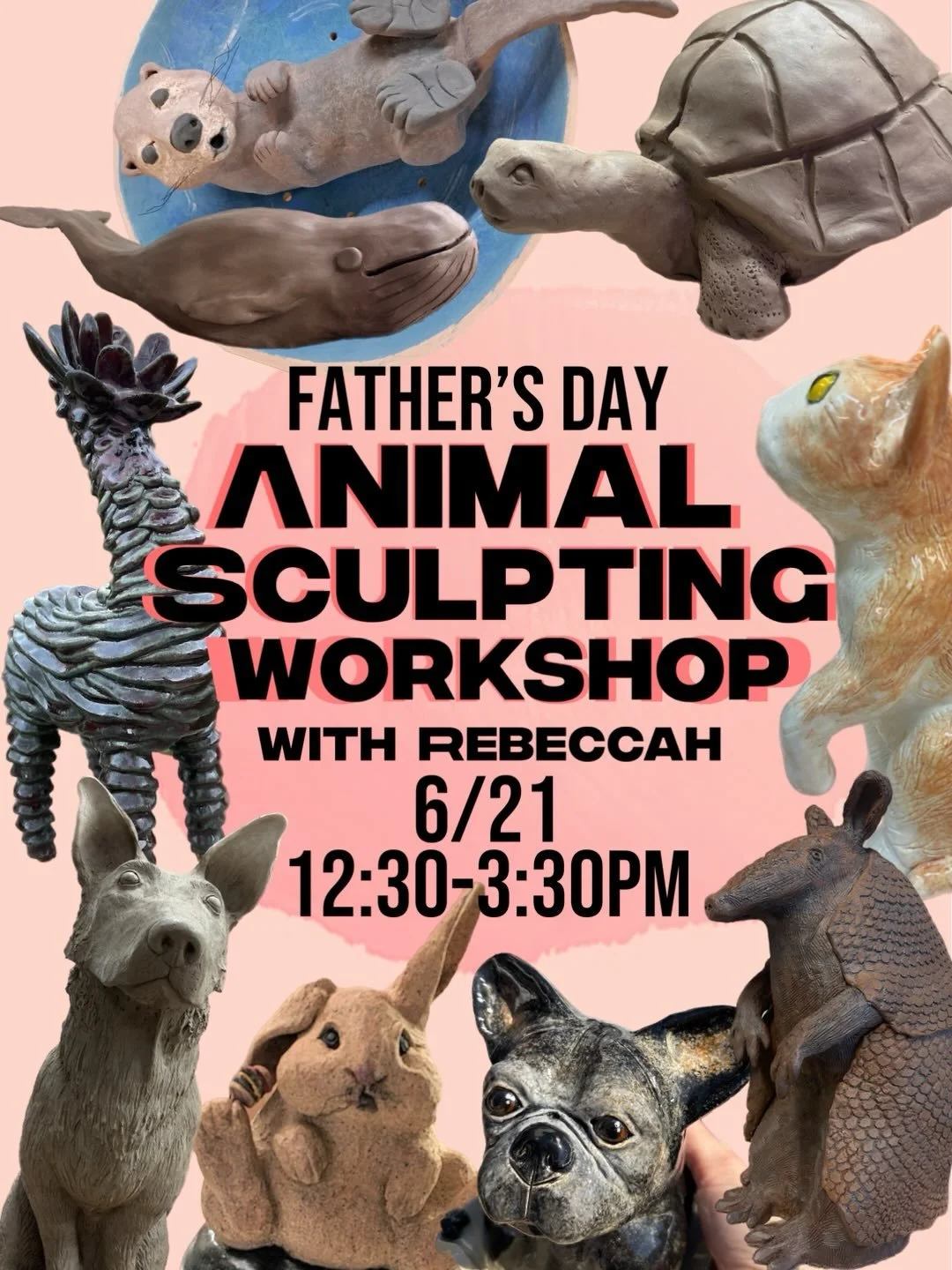 🦒🐠🐕🐈&zwj;⬛🐿️🐸🦅 What&rsquo;s this? An animal sculpting workshop you can take with your DAD! We are hosting a special workshop on a special day, so bring ya pops and let&rsquo;s make memories this Father&rsquo;s Day. Peep the slide to see work m